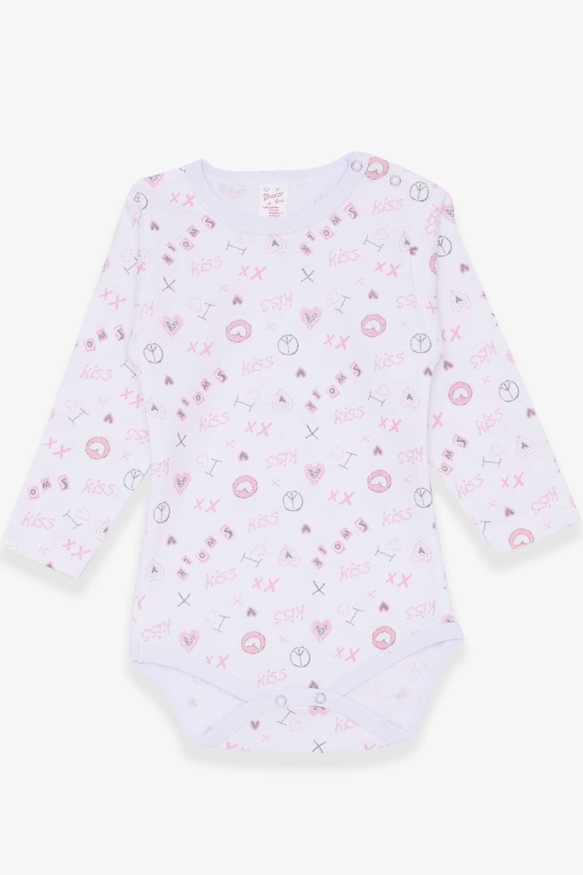 Breeze Kız Bebek Çıtçıtlı Body Kalp Desenli Beyaz (9 Ay-3 Yaş)