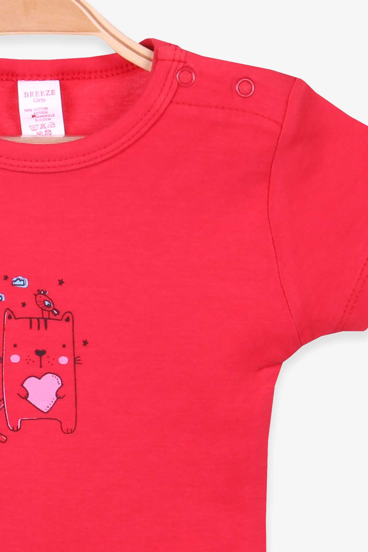Breeze Kız Bebek Çıtçıtlı Body Kedi Baskılı Narçiçeği (9 Ay-3 Yaş)
