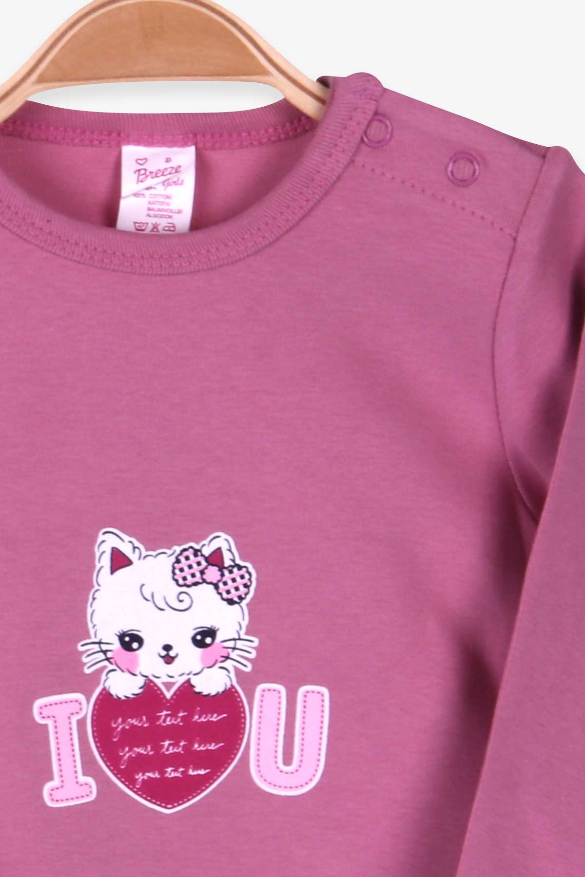 Breeze Kız Bebek Çıtçıtlı Body Kedili Pembe (9 Ay-1.5 Yaş)