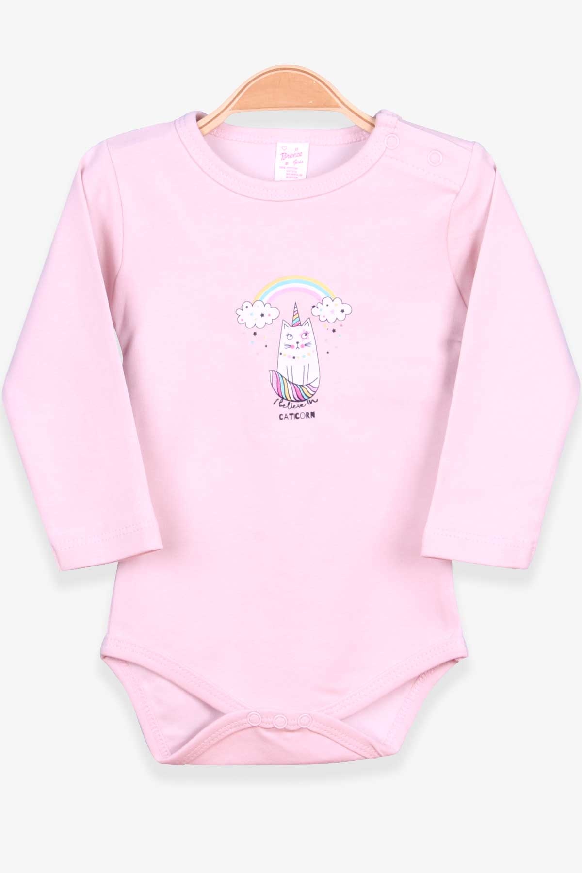 Breeze Kız Bebek Çıtçıtlı Body Kedilli Pudra (9 Ay-3 Yaş)
