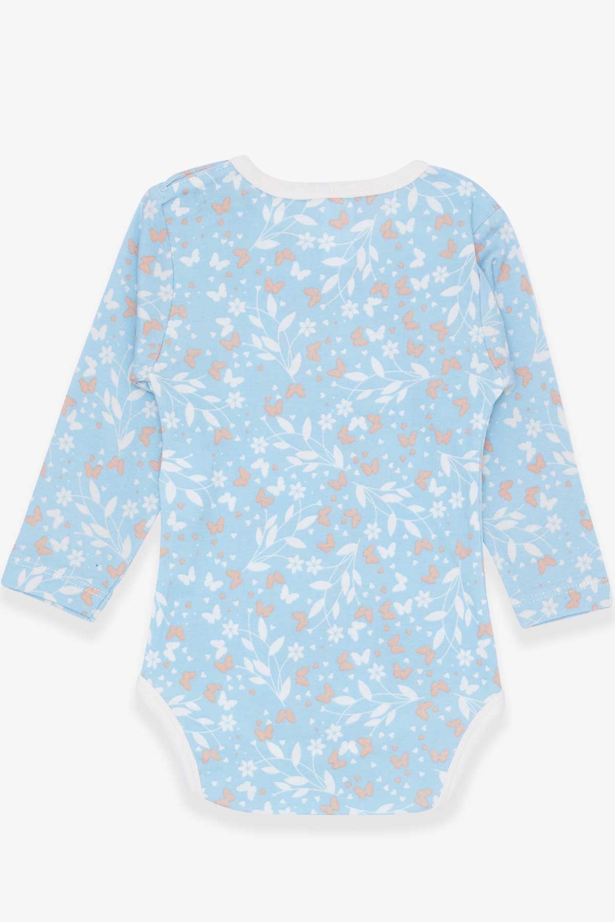 Breeze Kız Bebek Çıtçıtlı Body Kelebek Çiçek Desenli Açık Mavi (9 Ay-3 Yaş)