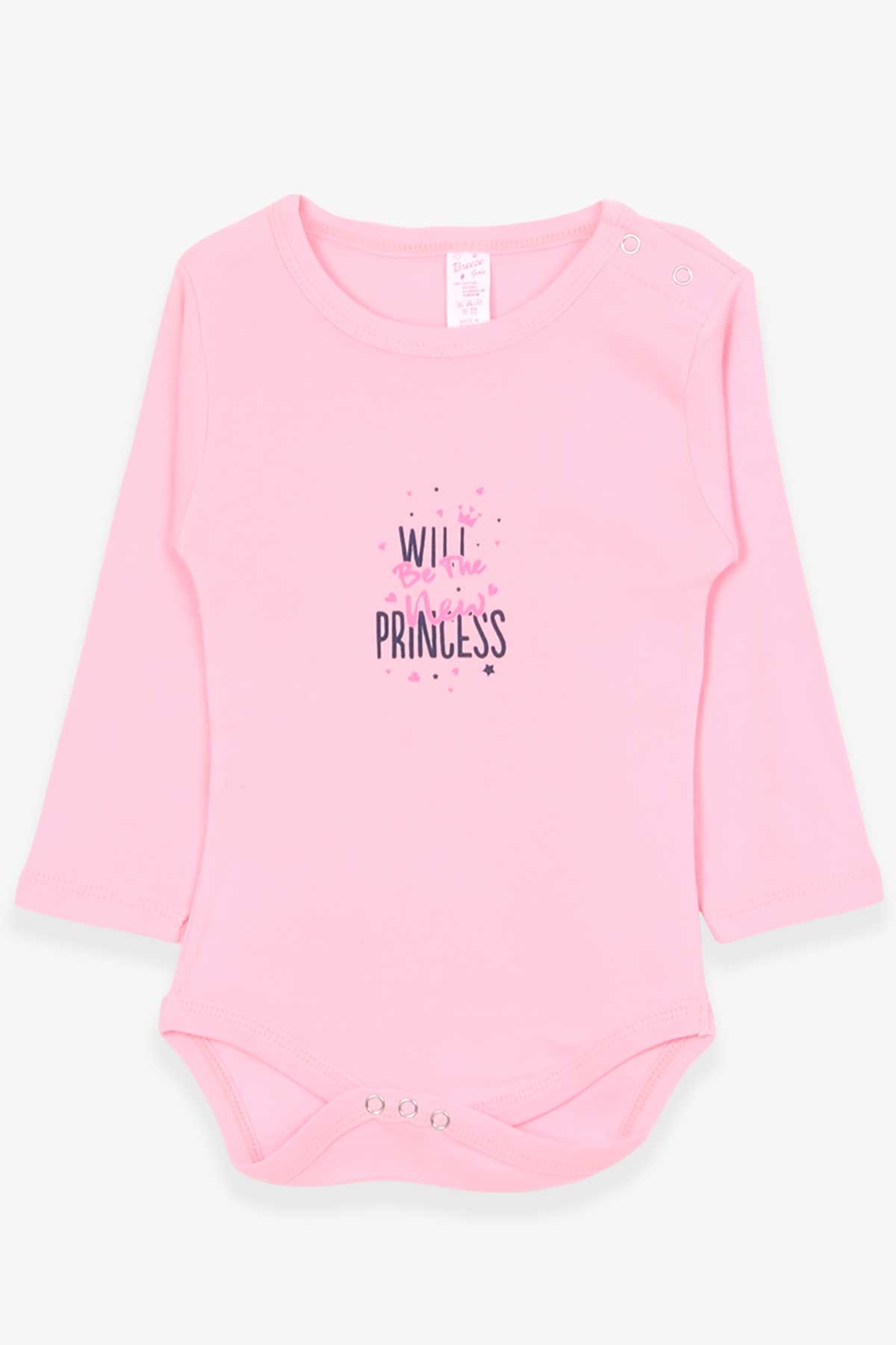 Breeze Kız Bebek Çıtçıtlı Body Prenses Yazı Baskılı Pudra (9 Ay-3 Yaş)