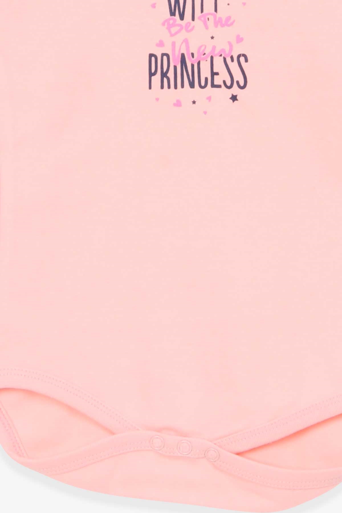 Breeze Kız Bebek Çıtçıtlı Body Prenses Yazı Baskılı Somon (9 Ay-3 Yaş)