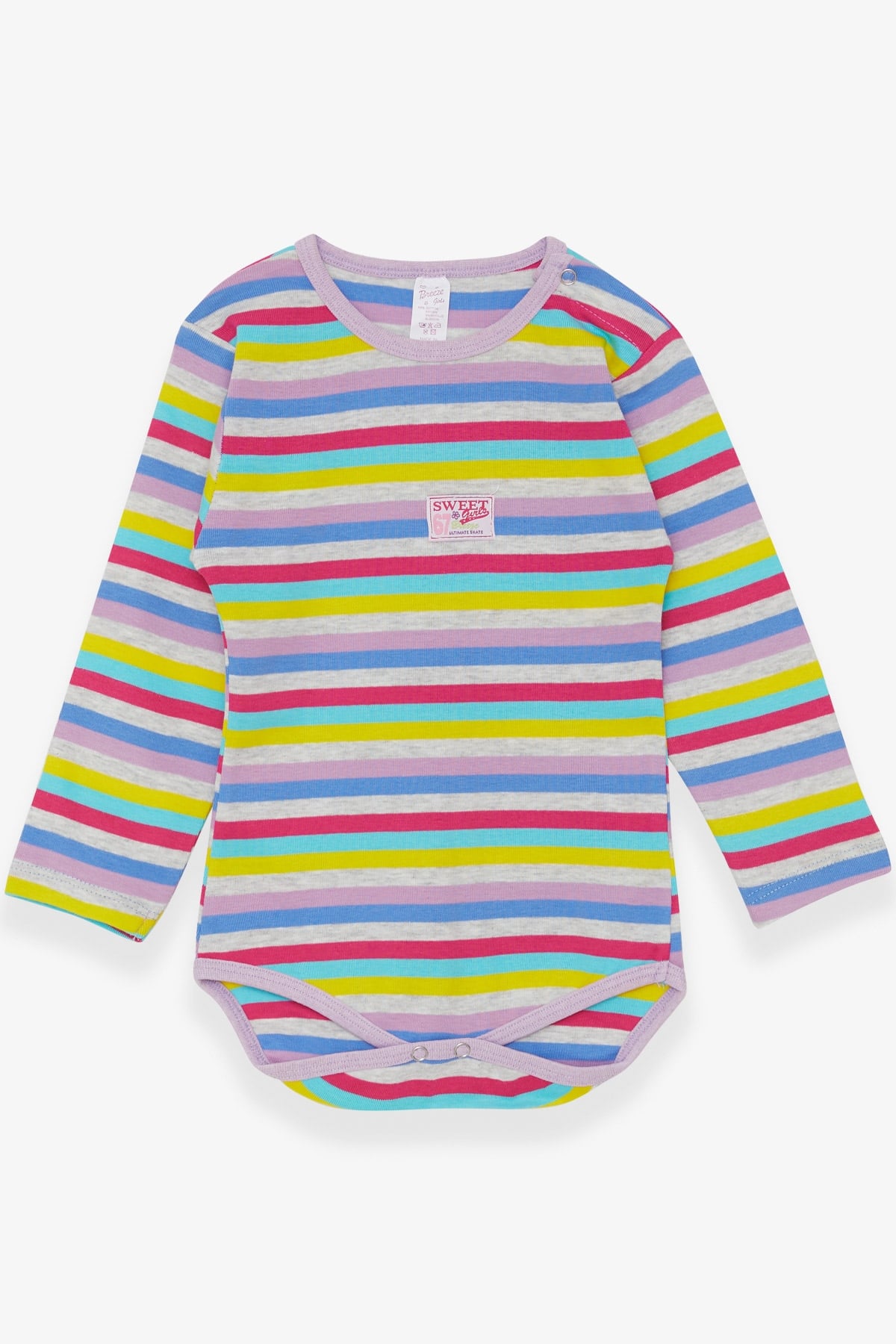 Breeze Kız Bebek Çıtçıtlı Body Renkli Çizgili Karışık Renk (9 Ay-3 Yaş)