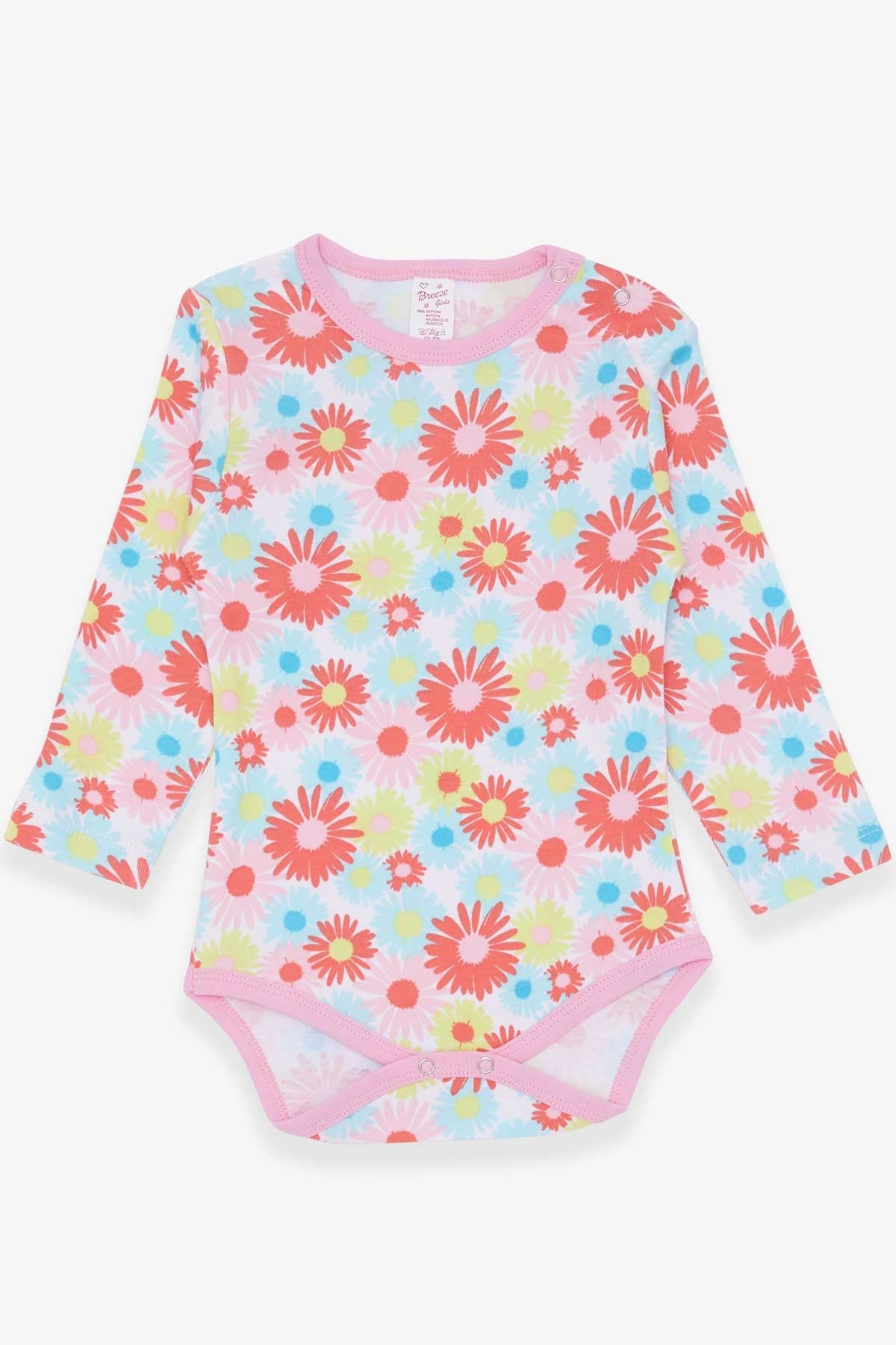 Breeze Kız Bebek Çıtçıtlı Body Renkli Çiçek Desenli Karışık Renk (9 Ay-3 Yaş)