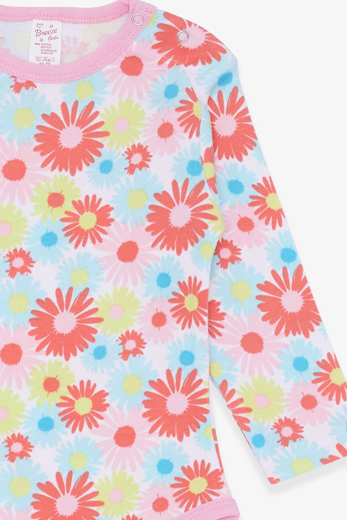 Breeze Kız Bebek Çıtçıtlı Body Renkli Çiçek Desenli Karışık Renk (9 Ay-3 Yaş)