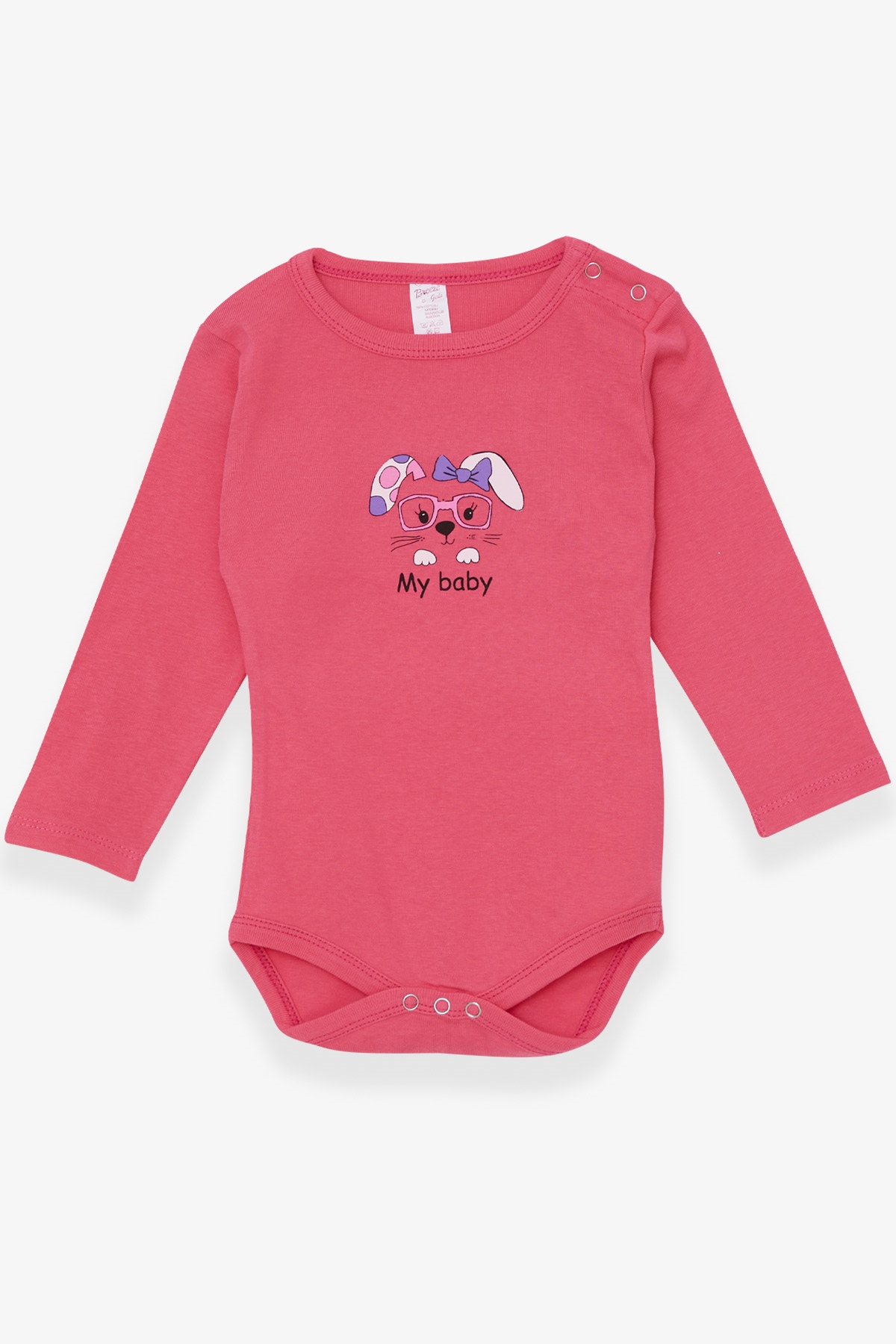 Breeze Kız Bebek Çıtçıtlı Body Tavşancık Baskılı Pembe (9 Ay-3 Yaş)