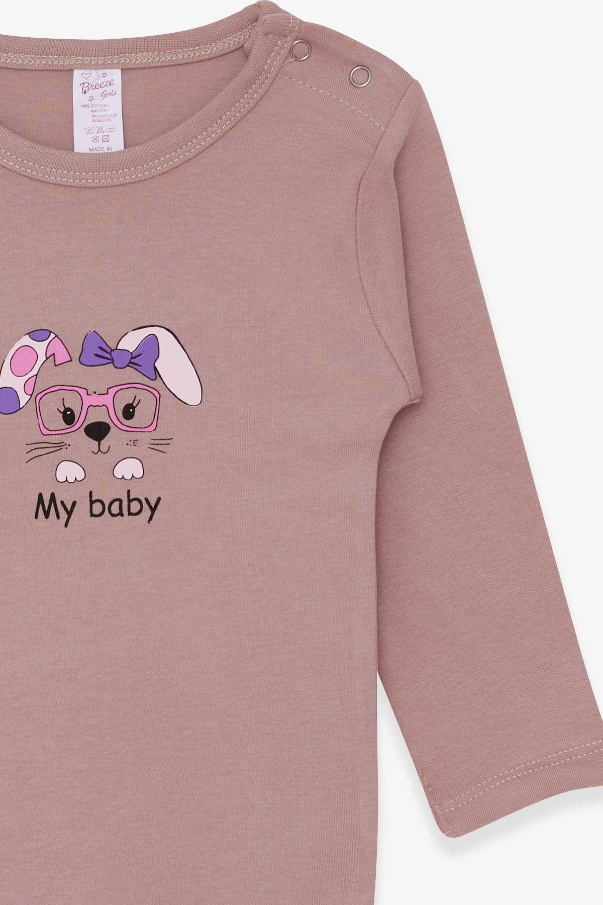 Breeze Kız Bebek Çıtçıtlı Body Tavşancık Baskılı Gülkurusu (9 Ay-3 Yaş)