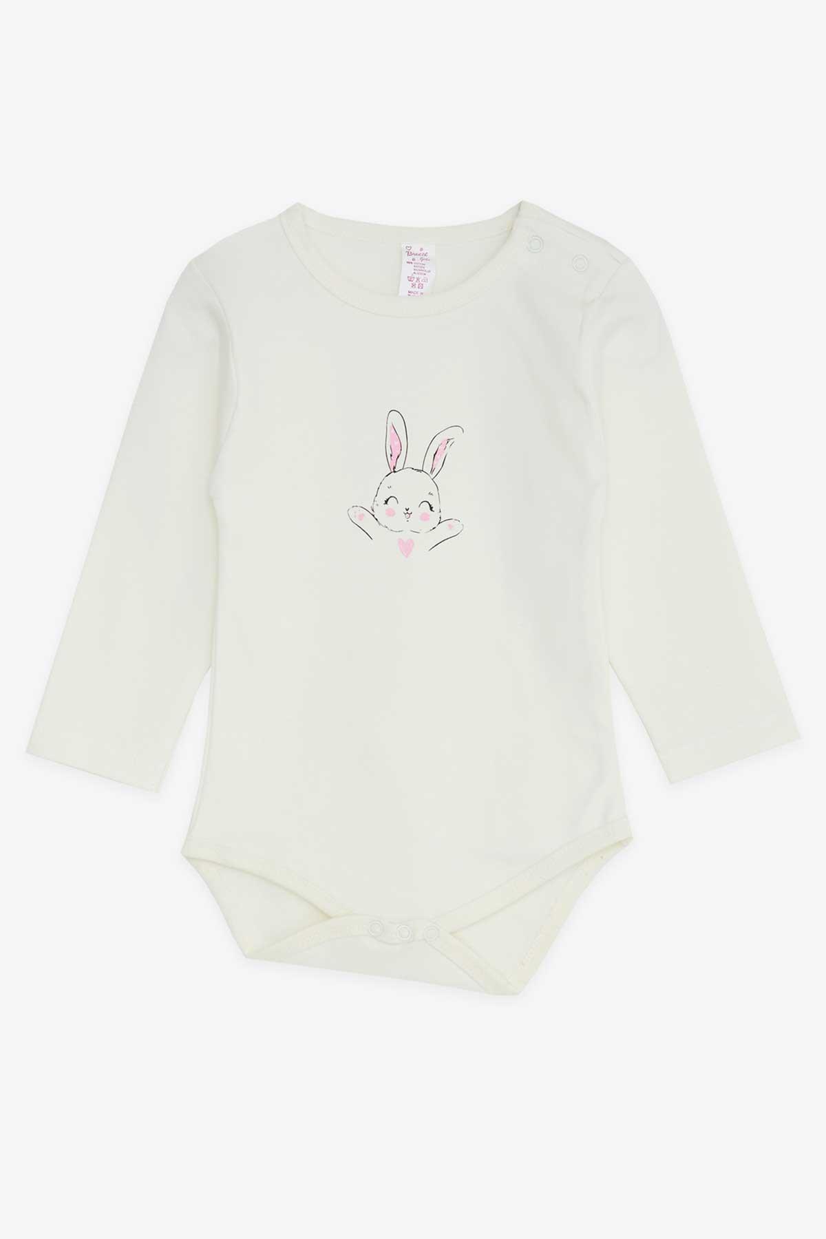 Breeze Kız Bebek Çıtçıtlı Body Tavşanlı Ekru (9 Ay-3 Yaş)