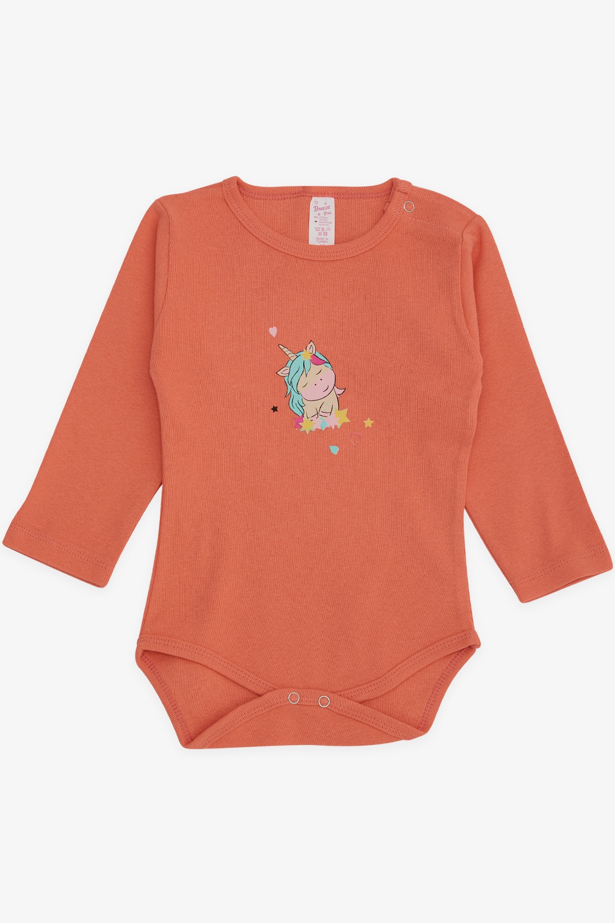 Breeze Kız Bebek Çıtçıtlı Body Unıcorn Baskılı Somon (9 Ay-3 Yaş)