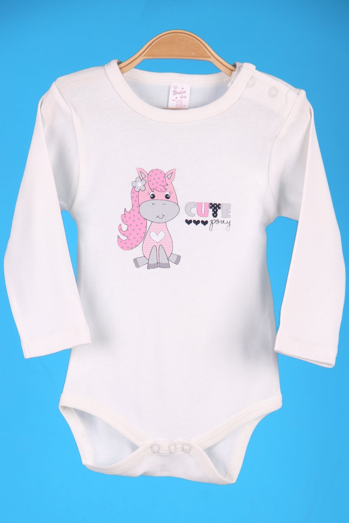 Breeze Kız Bebek Çıtçıtlı Body Unicorn'lu Krem (9 Ay-3 Yaş)