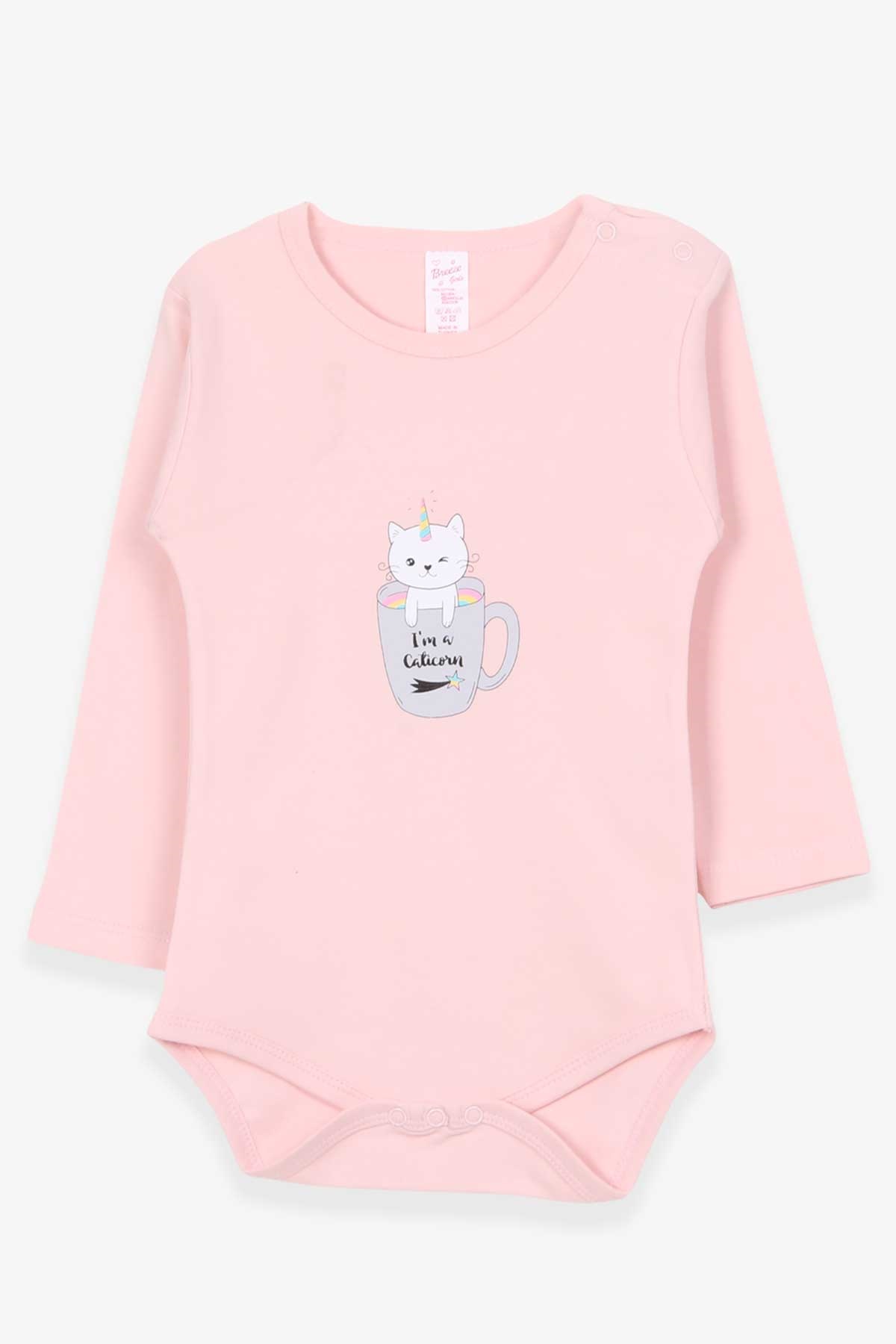 Breeze Kız Bebek Çıtçıtlı Body Yaramaz Caticorn Baskılı Pudra (9 Ay-3 Yaş)