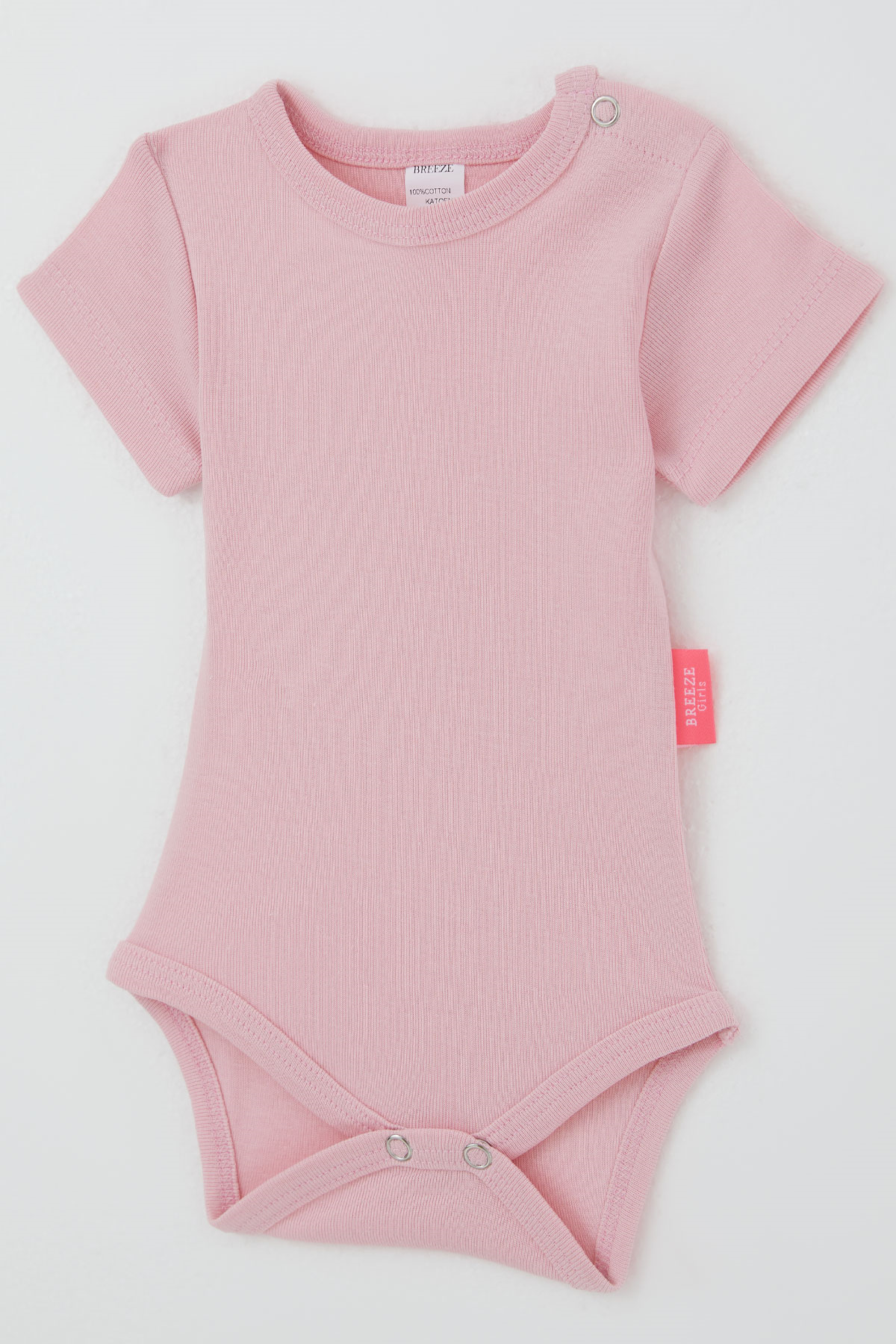 Breeze Kız Bebek Çıtçıtlı Kısa Kollu Zıbın Body Basic Pembe (0-9 Ay)