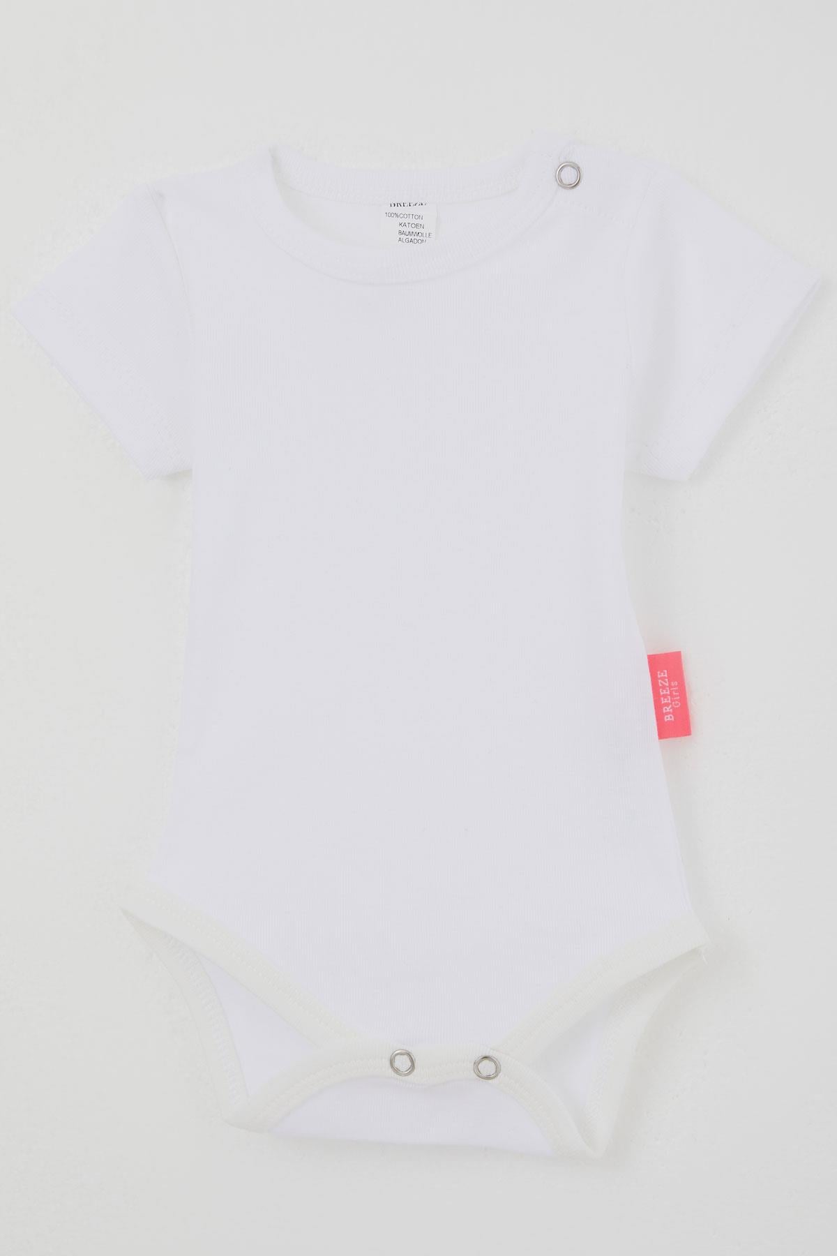Breeze Kız Bebek Çıtçıtlı Kısa Kollu Zıbın Body Basic Ekru (0-9 Ay)