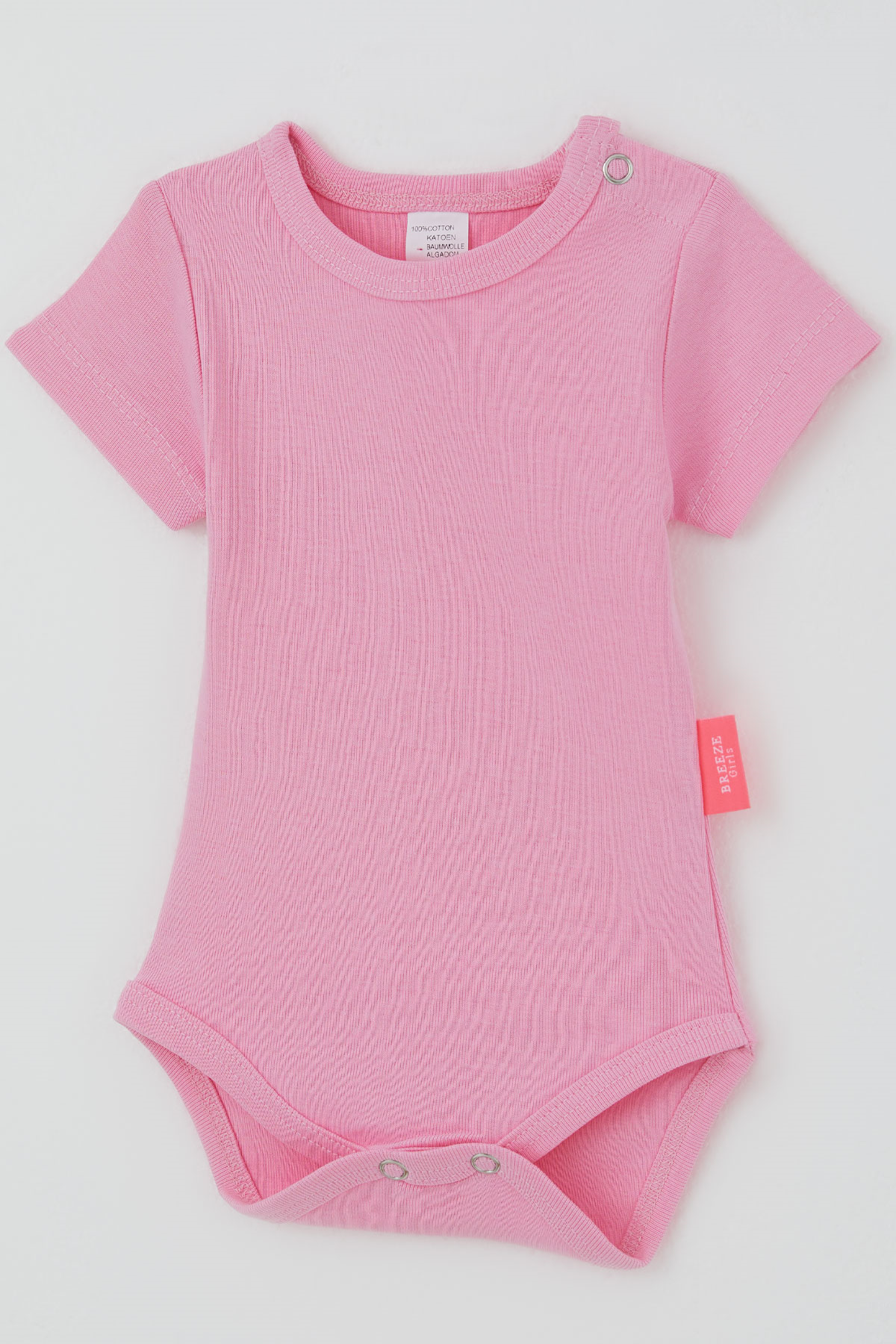 Breeze Kız Bebek Çıtçıtlı Kısa Kollu Zıbın Body Basic Pembe (0-9 Ay)