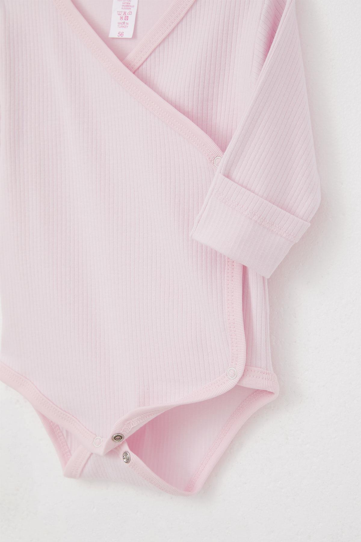 Breeze Kız Bebek Çıtçıtlı Zıbın Body 3 lü Kendinden Eldivenli Karışık Renk (0-6 Ay)