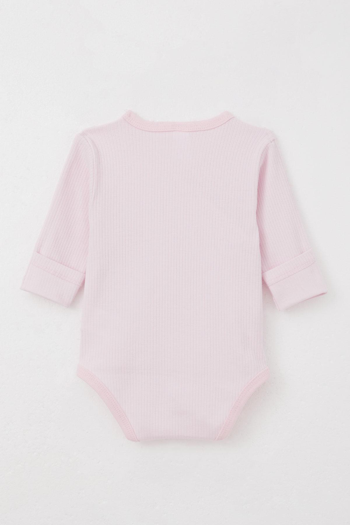 Breeze Kız Bebek Çıtçıtlı Zıbın Body 3 lü Kendinden Eldivenli Karışık Renk (0-6 Ay)