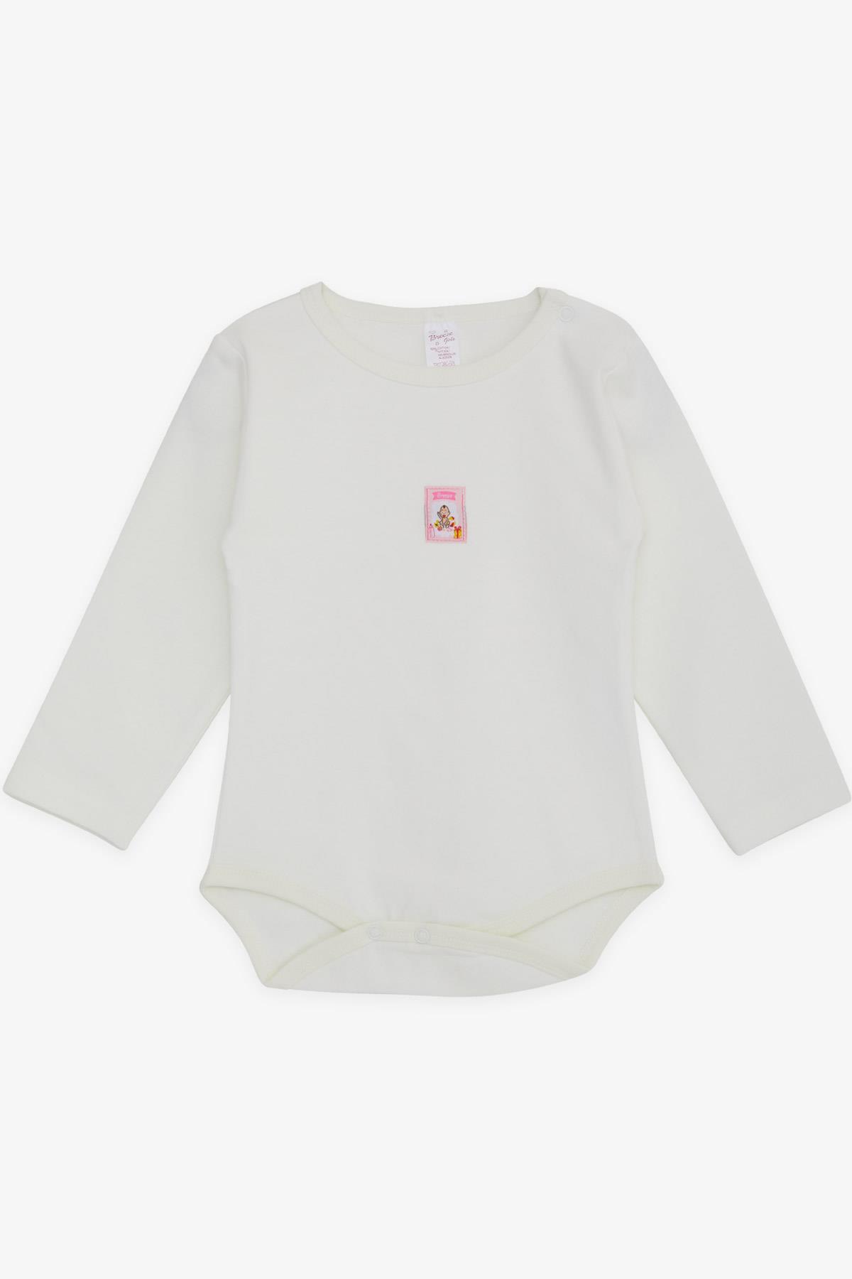 Breeze Kız Bebek Çıtçıtlı Zıbın Body Bebek Baskılı Ekru (9 Ay-3 Yaş)