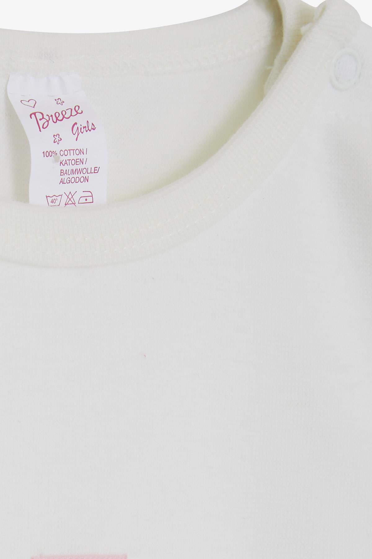 Breeze Kız Bebek Çıtçıtlı Zıbın Body Bebek Baskılı Ekru (9 Ay-3 Yaş)