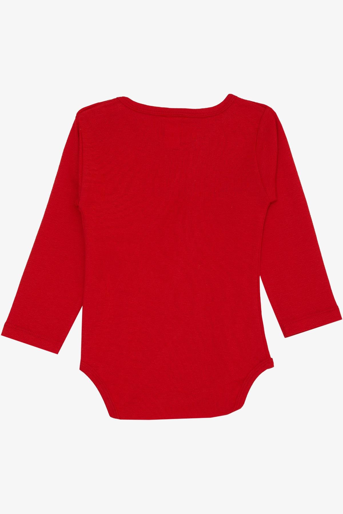 Breeze Kız Bebek Çıtçıtlı Zıbın Body Gözlüklü Kedicik Baskılı Kırmızı (9 Ay-3 Yaş)