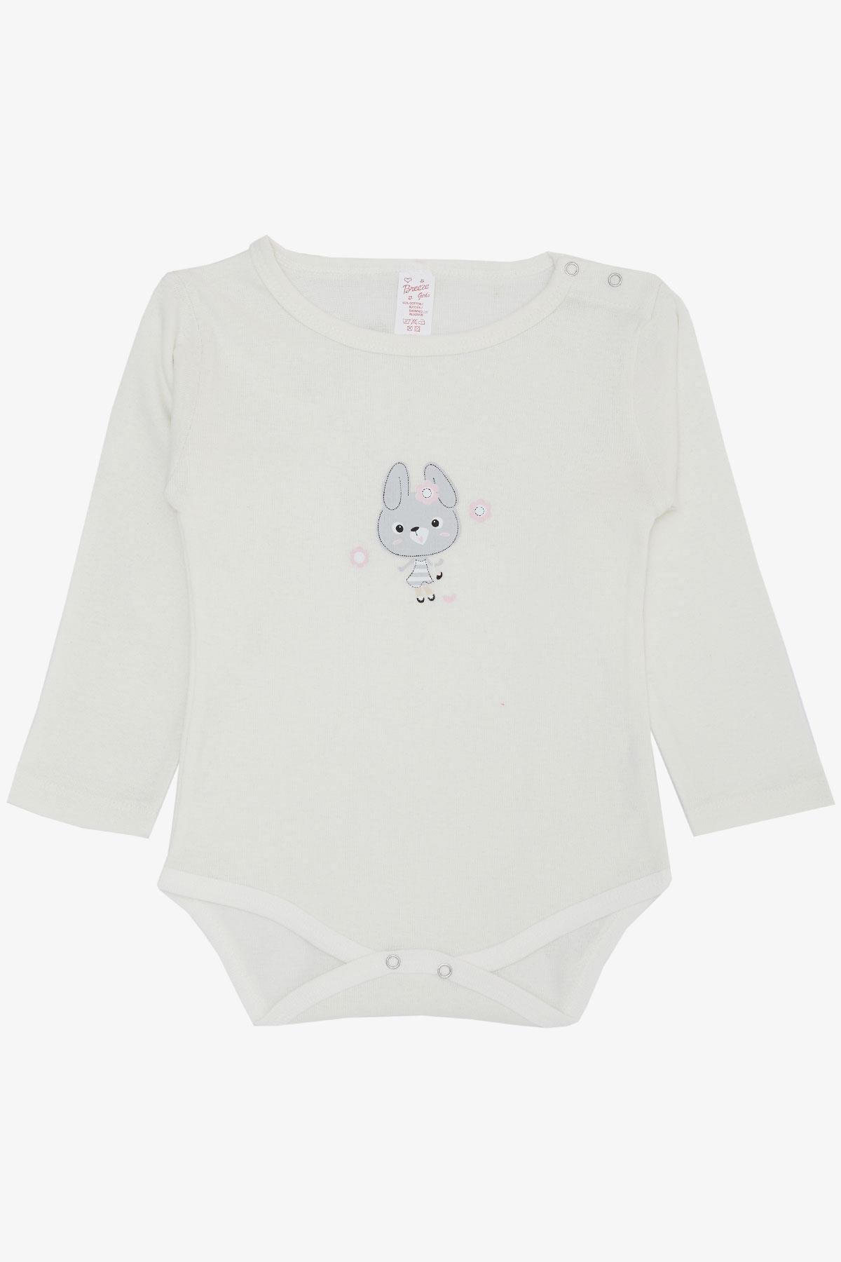 Breeze Kız Bebek Çıtçıtlı Zıbın Body Havalı Tavşancık Baskılı Ekru (9 Ay-3 Yaş)
