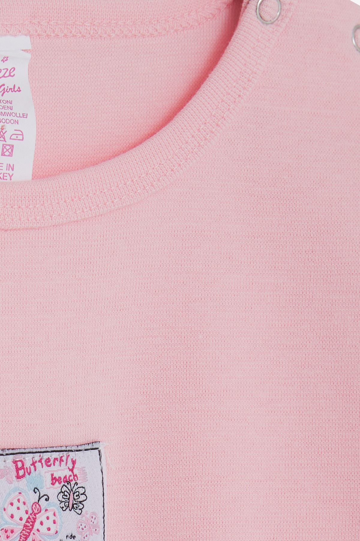 Breeze Kız Bebek Çıtçıtlı Zıbın Body Kelebek Baskılı Pembe (9 Ay-3 Yaş)