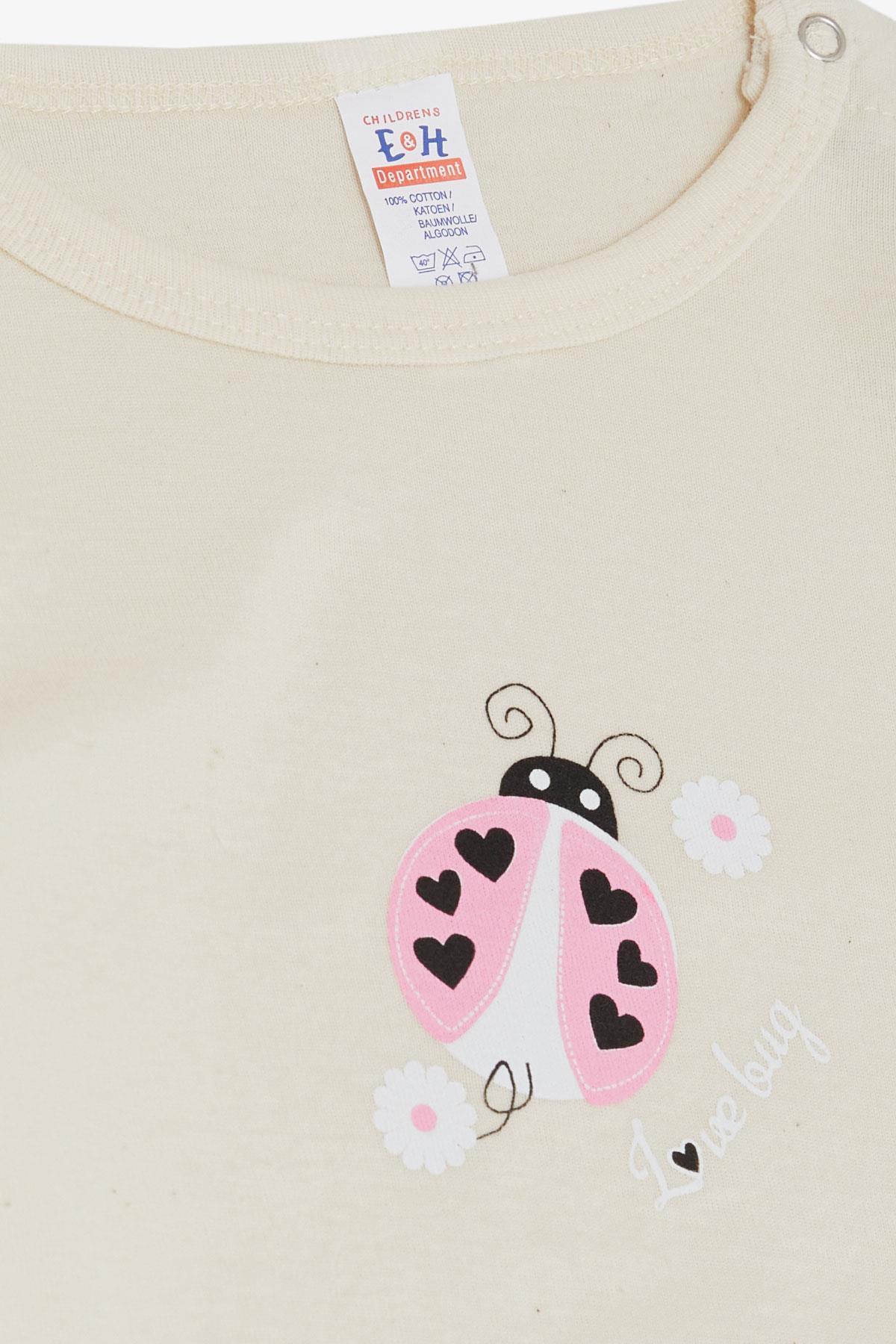 Breeze Kız Bebek Çıtçıtlı Zıbın Body Kalpli Uğur Böceği Baskılı Ekru (9 Ay-3 Yaş)