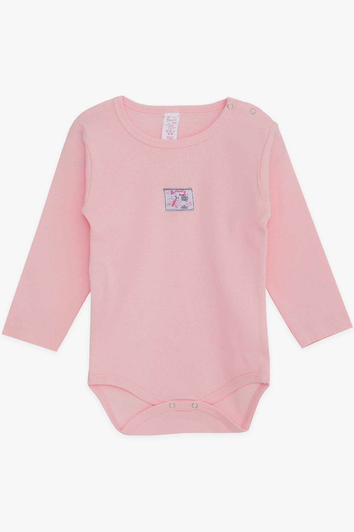Breeze Kız Bebek Çıtçıtlı Zıbın Body Kelebek Baskılı Pembe (9 Ay-3 Yaş)