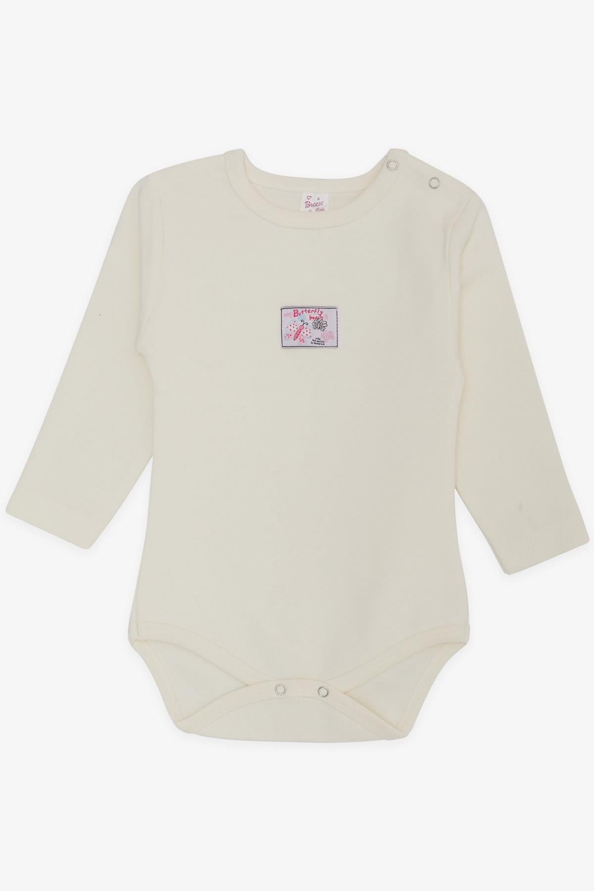 Breeze Kız Bebek Çıtçıtlı Zıbın Body Kelebek Baskılı Ekru (9 Ay-3 Yaş)