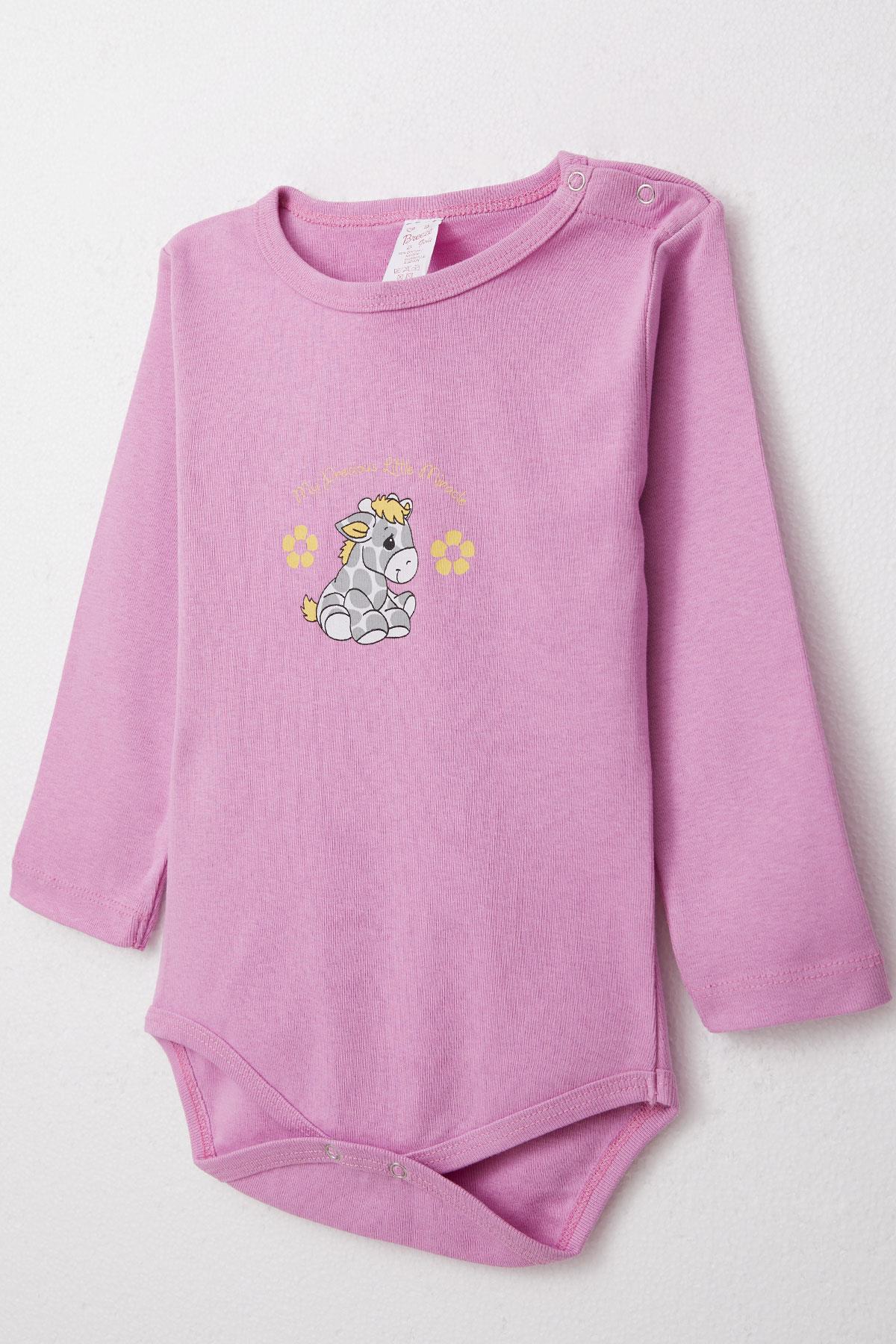 Breeze Kız Bebek Çıtçıtlı Zıbın Body Sevimli Yavru Zebra Baskılı Lila (9 Ay-3 Yaş)