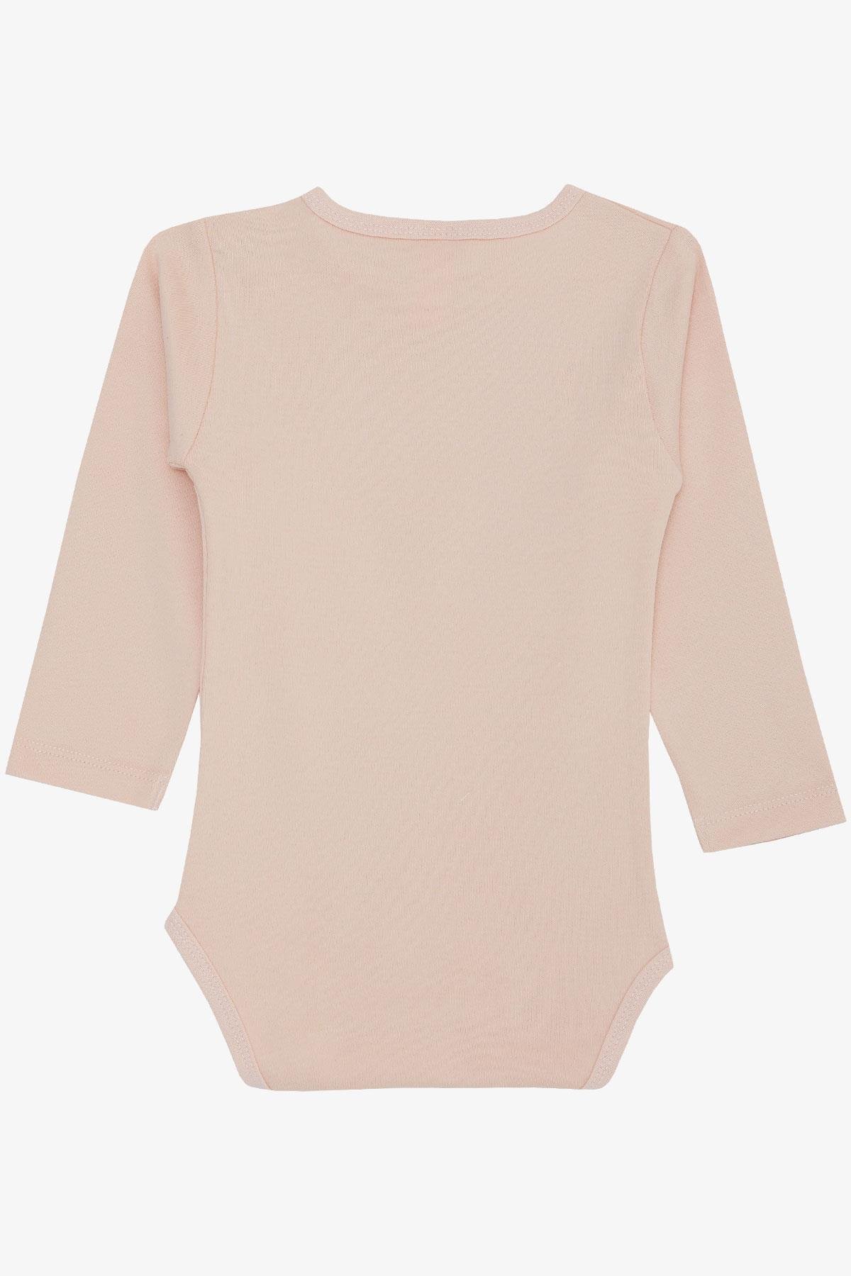 Breeze Kız Bebek Çıtçıtlı Zıbın Body Sevimli Kedicik Baskılı Pudra (9 Ay-3 Yaş)