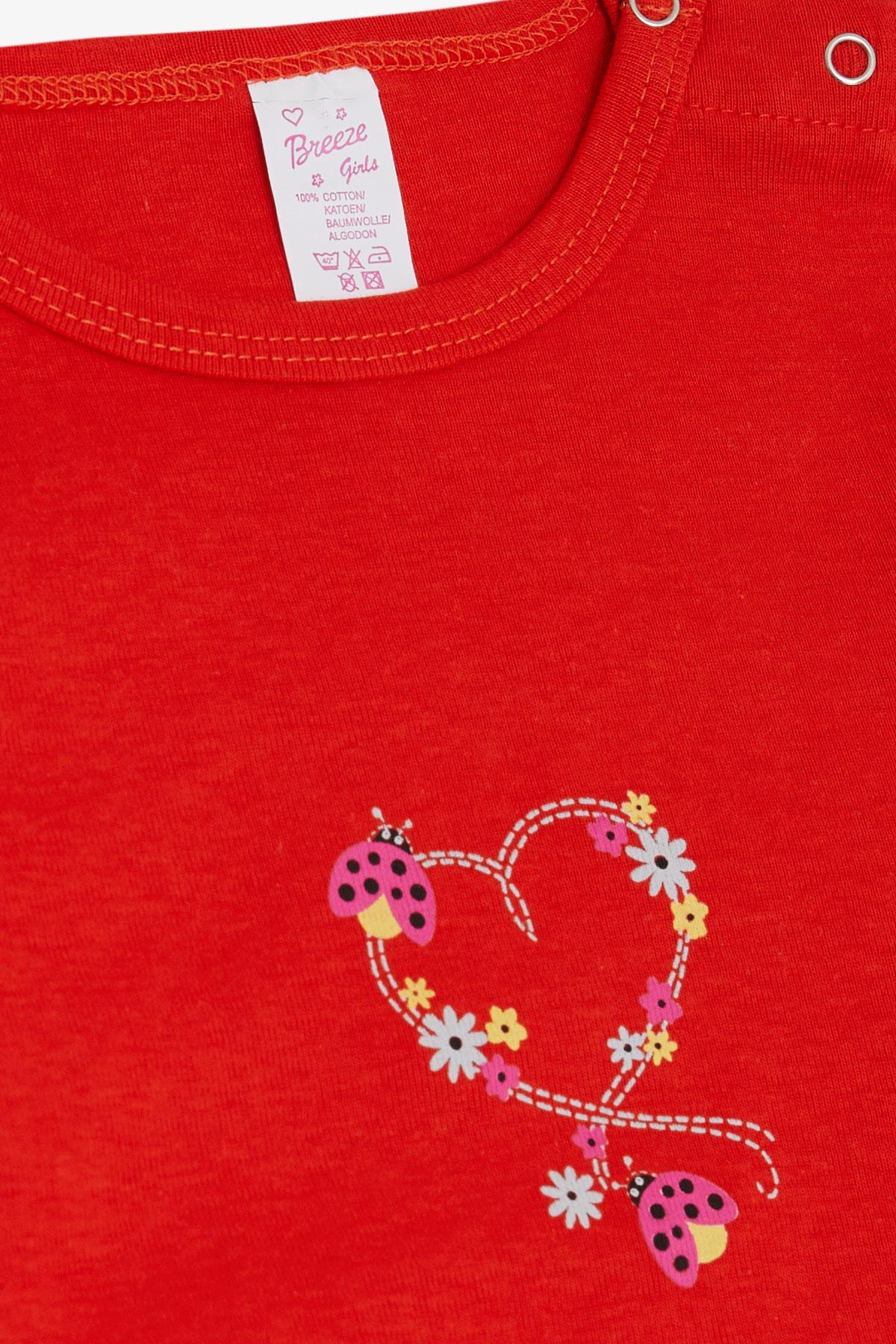 Breeze Kız Bebek Çıtçıtlı Zıbın Body Uğur Böceği Baskılı Çiçekli Narçiçeği (9 Ay-3 Yaş)