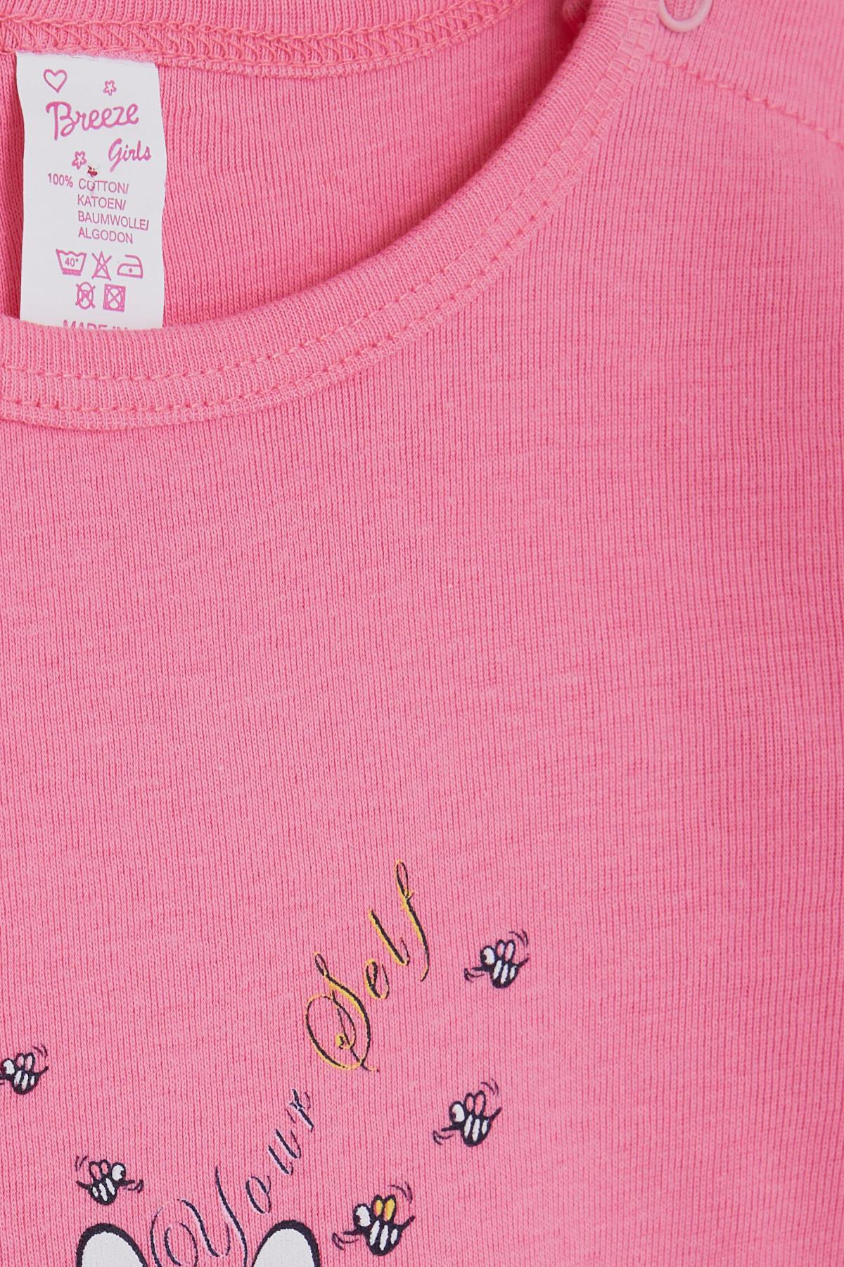 Breeze Kız Bebek Çıtçıtlı Zıbın Body Uyuyan Tavşancık Baskılı Pembe (9 Ay-3 Yaş)