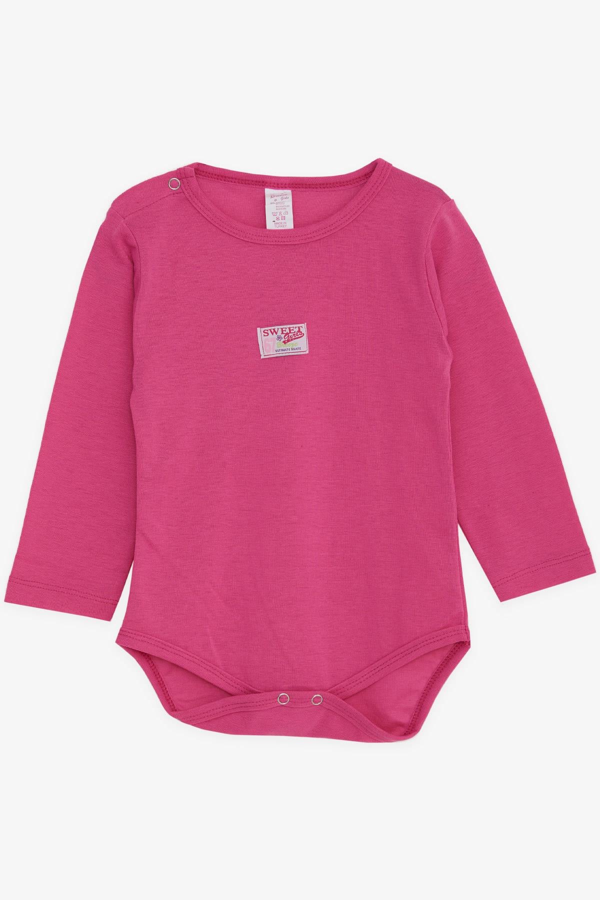 Breeze Kız Bebek Çıtçıtlı Zıbın Body Yazı Baskılı Fuşya (9 Ay-3 Yaş)