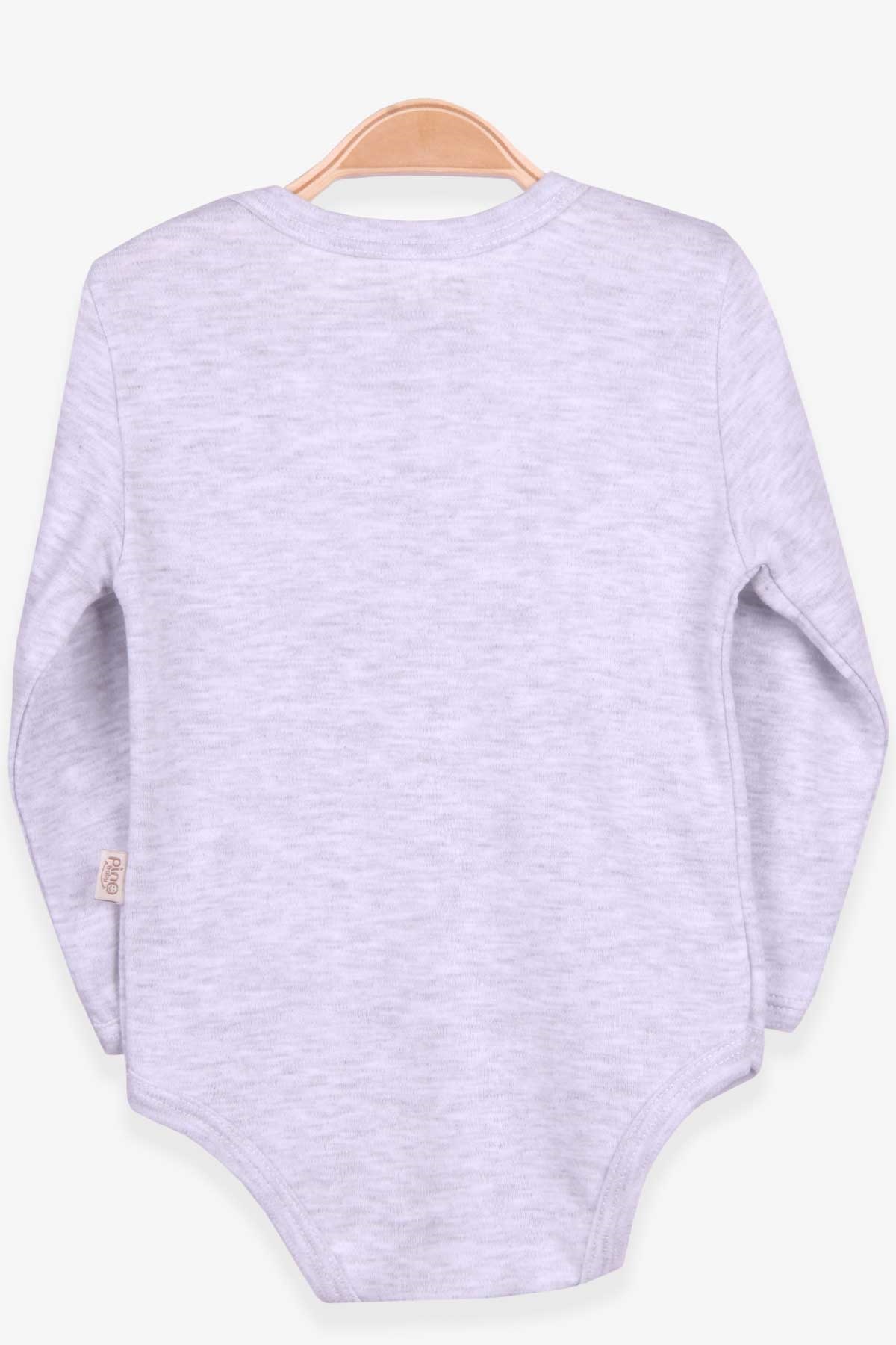 Breeze Kız Bebek Çıtıçıtlı Body Kedi Nakışlı Gri Melanj (4 Ay-3 Yaş)
