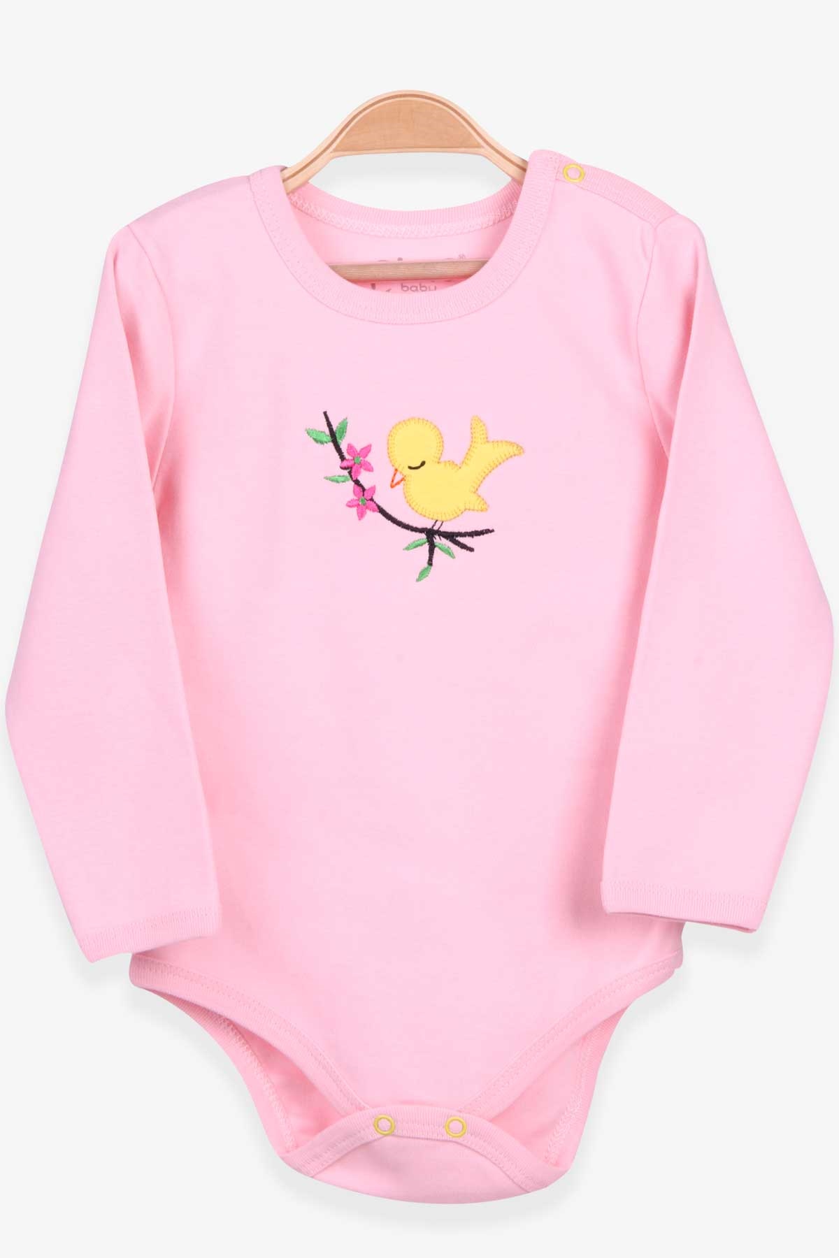 Breeze Kız Bebek Çıtıçıtlı Body Kuş Nakışlı Pudra (4 Ay-3 Yaş)