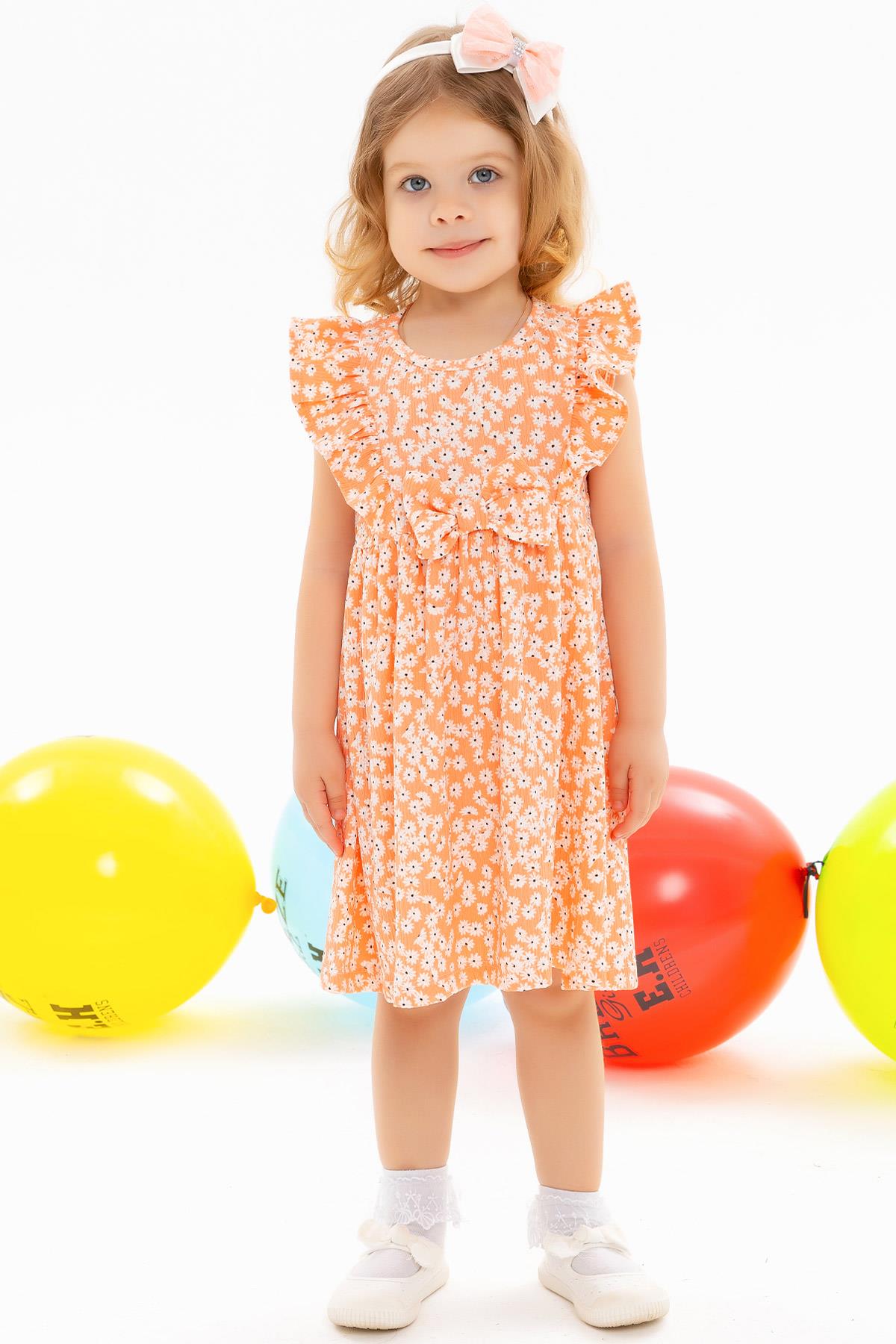 Breeze Kız Bebek Elbise Çiçek Desenli Somon (1.5 Yaş)
