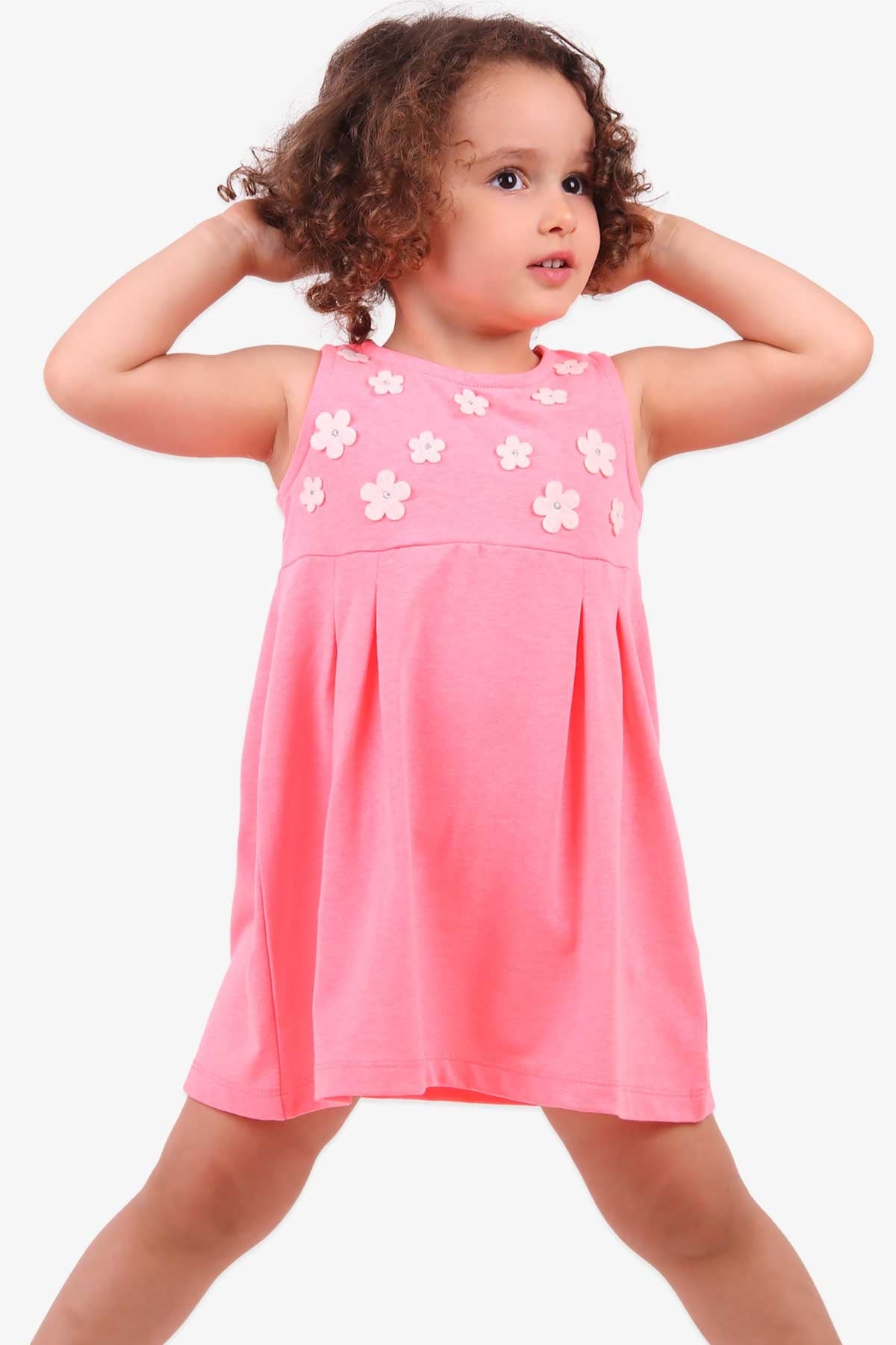 Breeze Kız Bebek Elbise Çiçekli Neon (1-2 Yaş)