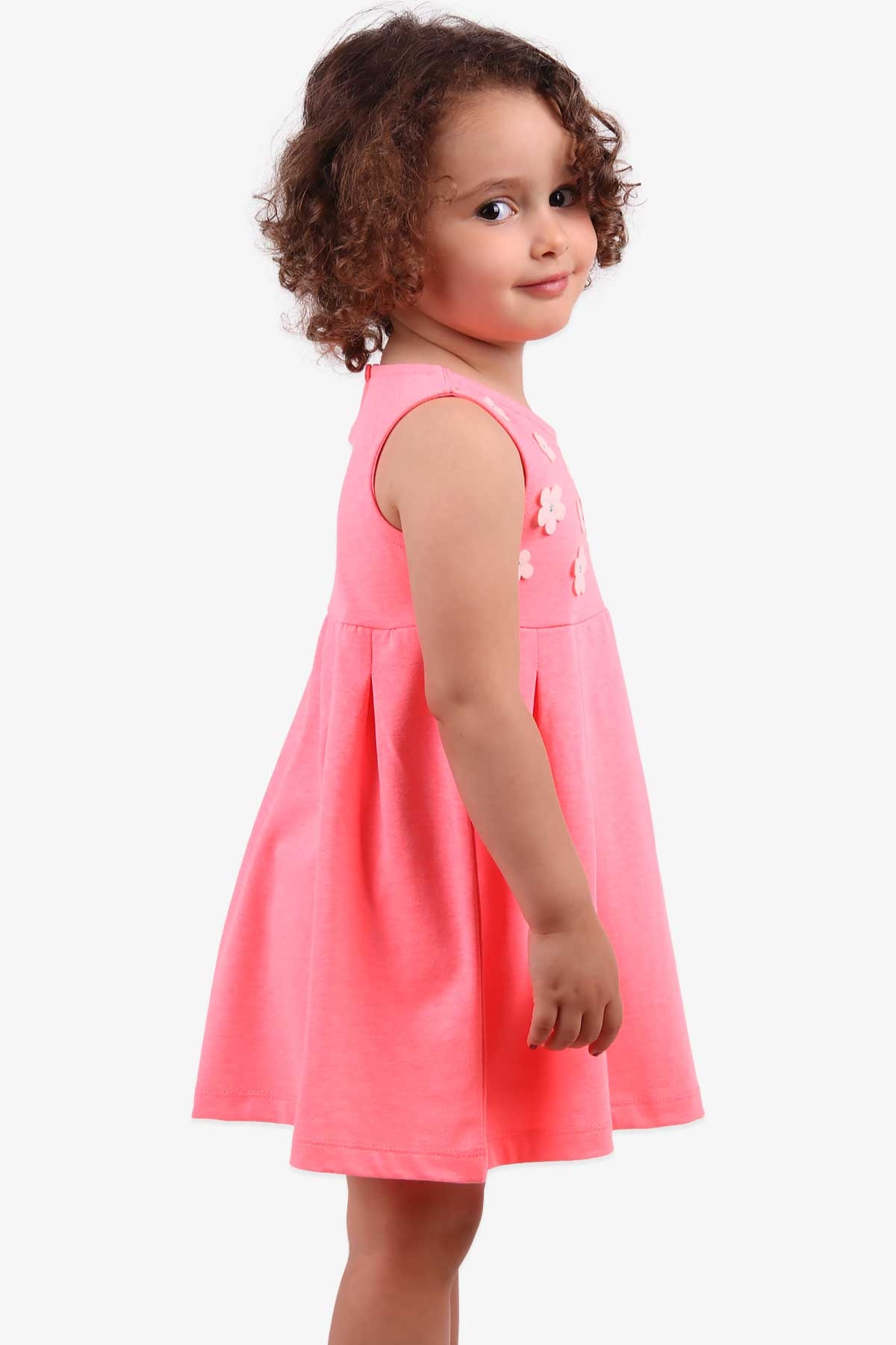 Breeze Kız Bebek Elbise Çiçekli Neon (1-2 Yaş)