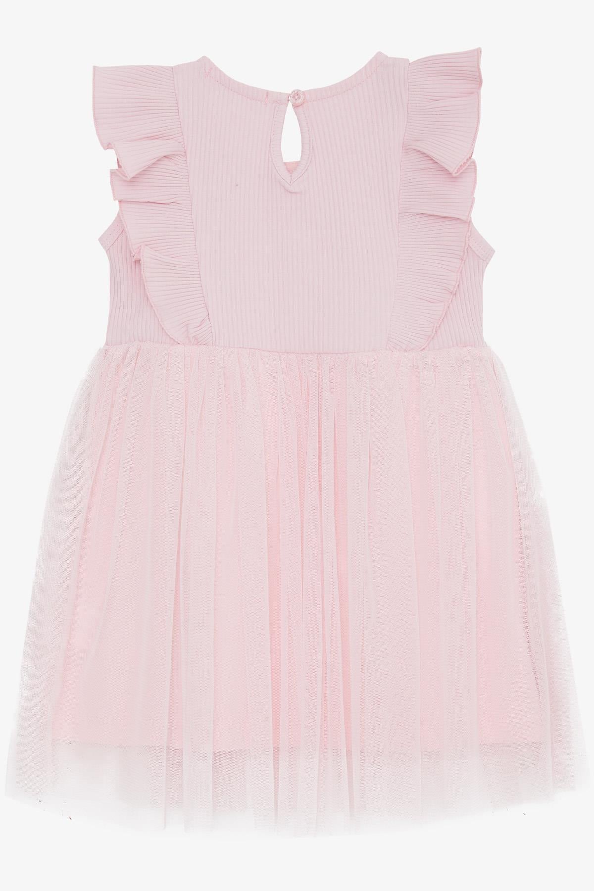 Breeze Kız Bebek Elbise Fırfırlı Tüllü Pembe (9 Ay-3 Yaş)