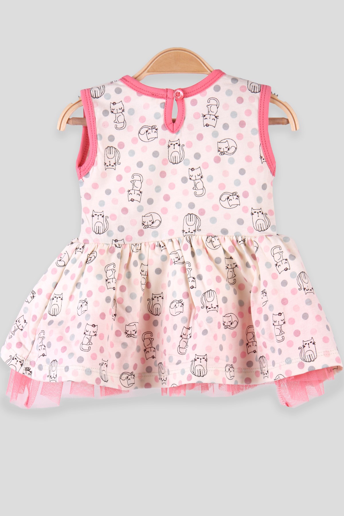 Breeze Kız Bebek Elbise Fiyonklu Kedili Pembe (9 Ay-3 Yaş)