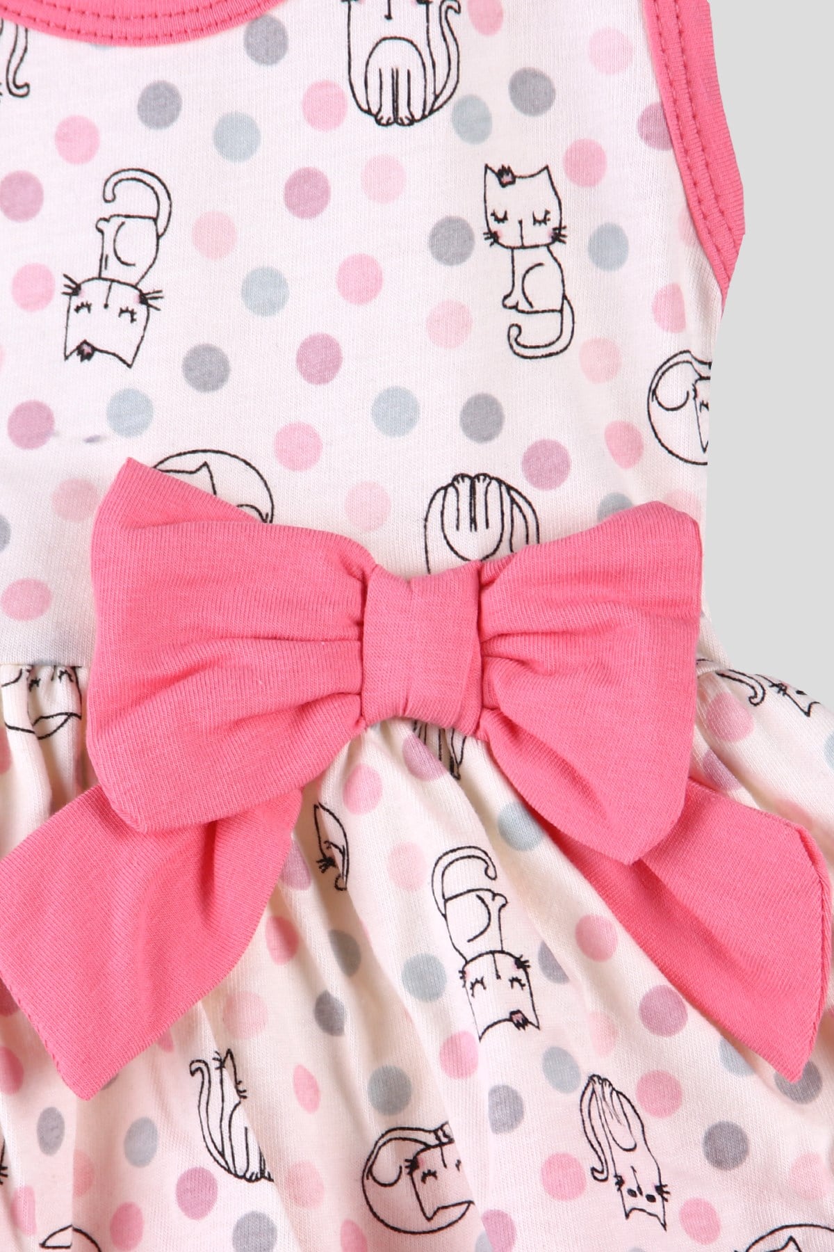 Breeze Kız Bebek Elbise Fiyonklu Kedili Pembe (9 Ay-3 Yaş)