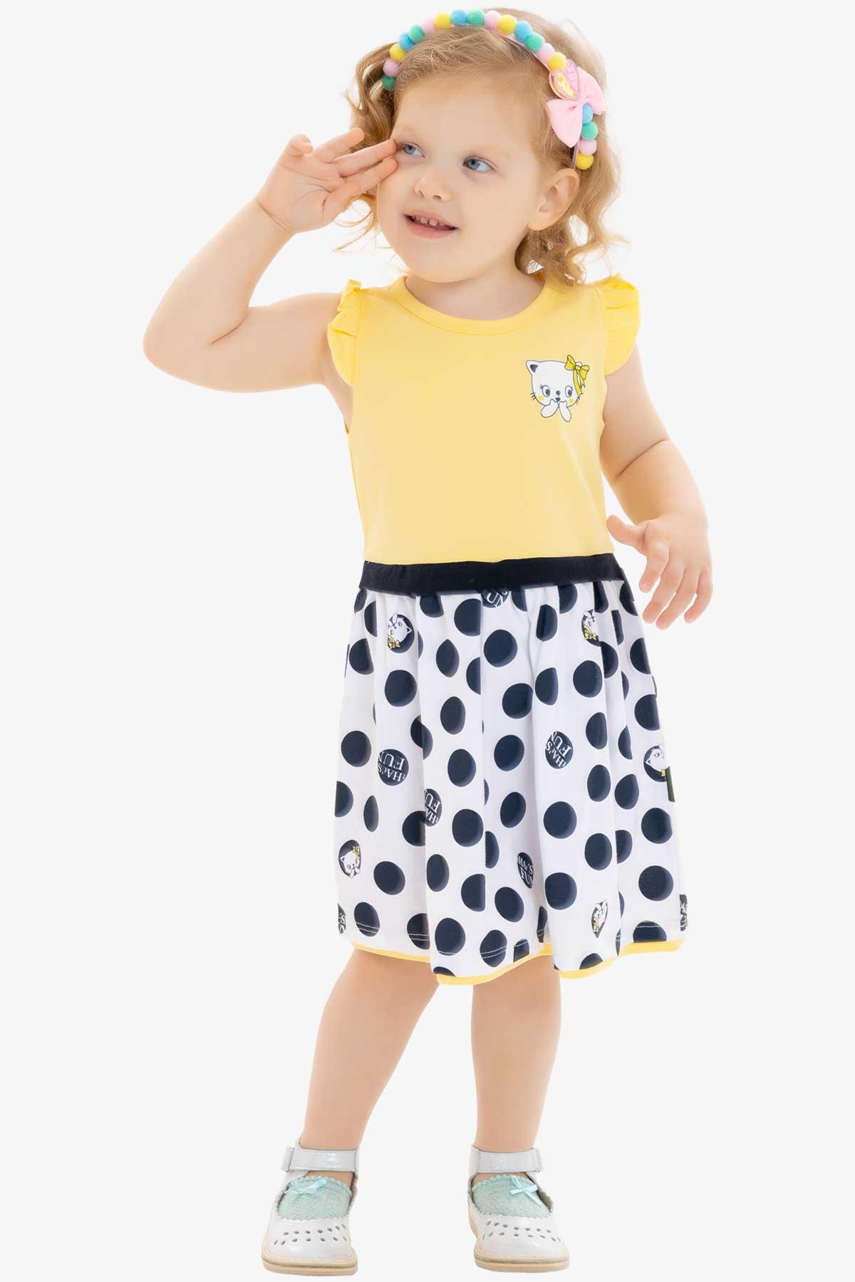 Breeze Kız Bebek Elbise Puantiyeli Sarı (1.5 Yaş)