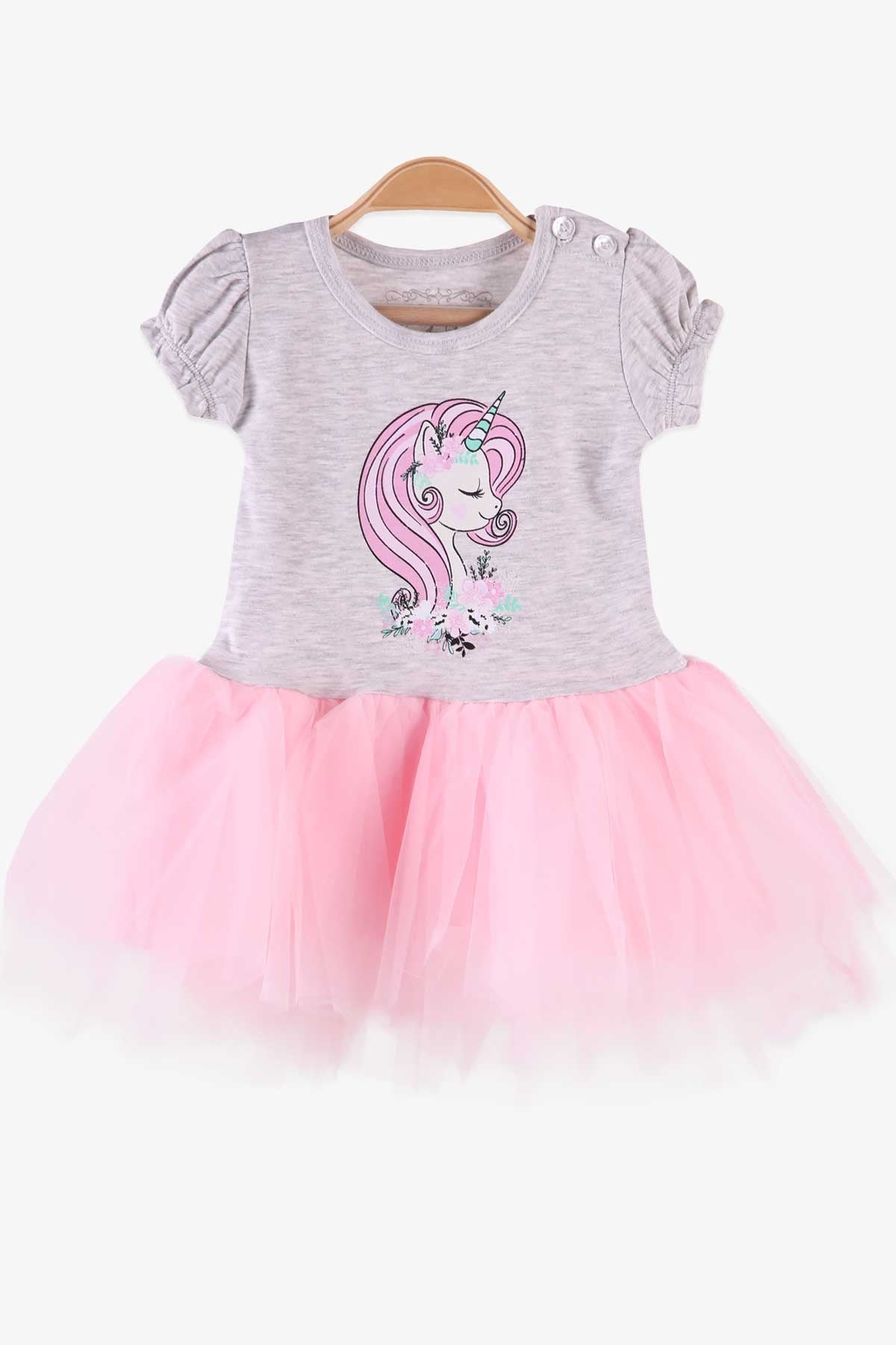 Breeze Kız Bebek Elbise Unicorn Gri (9 Ay-1 Yaş)