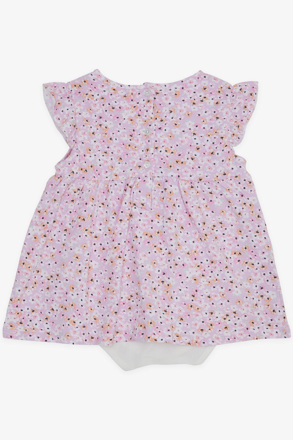 Breeze Kız Bebek Elbise Zıbınlı Çiçekli Fiyonklu Lila (9 Ay-3 Yaş)