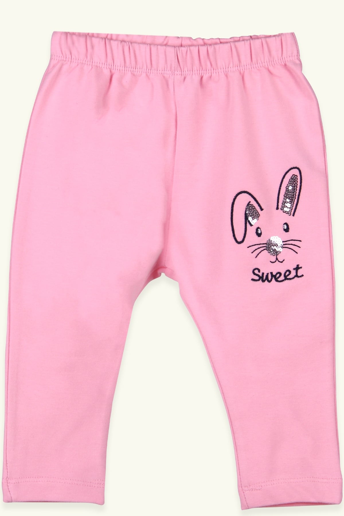 Breeze Kız Bebek Eşofman Altı Basic Nakışlı Pudra (9 Ay-3 Yaş)