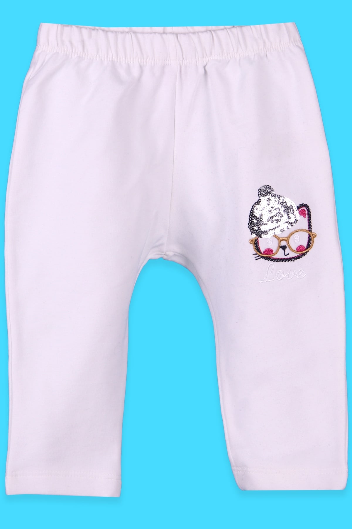 Breeze Kız Bebek Eşofman Altı Basic Nakışlı Ekru (9 Ay-3 Yaş)