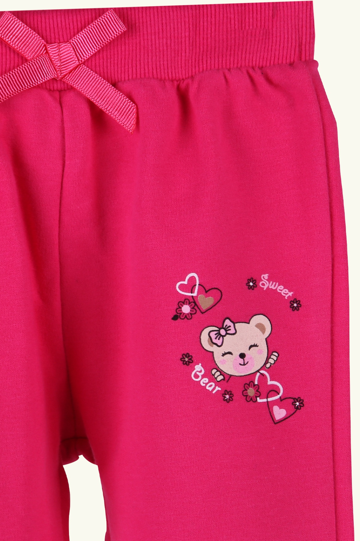 Breeze Kız Bebek Eşofman Altı Kurdelalı Ayıcıklı Fuşya (6 Ay-2 Yaş)