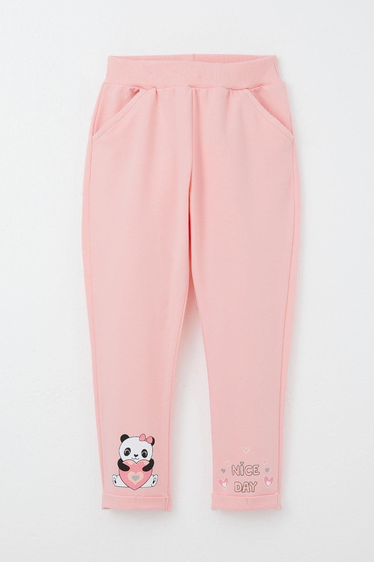 Breeze Kız Bebek Eşofman Takım Mutlu Pandacık Baskılı Pembe (1-3 Yaş)