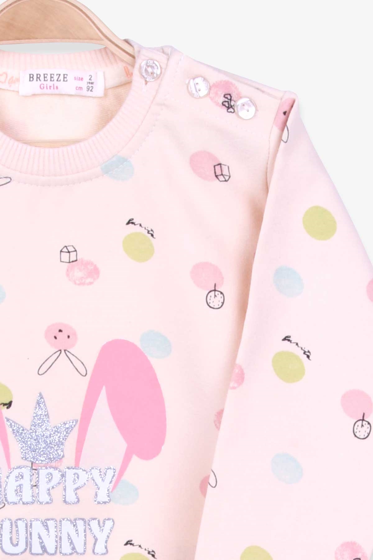 Breeze Kız Bebek Eşofman Takım Tavşancık Baskılı Krem (6 Ay-2 Yaş)